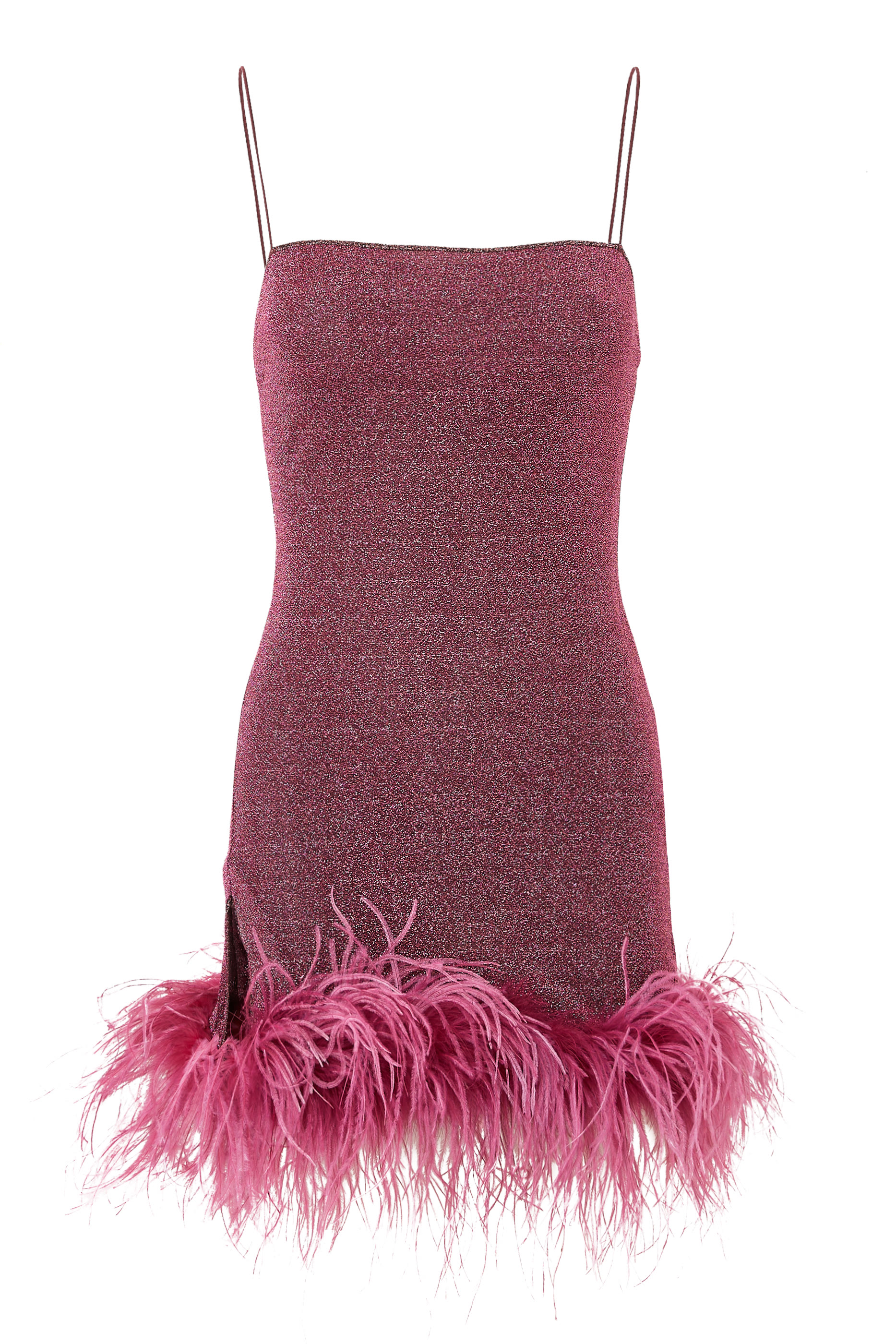 فستان لوميير قصير مزين بالريش