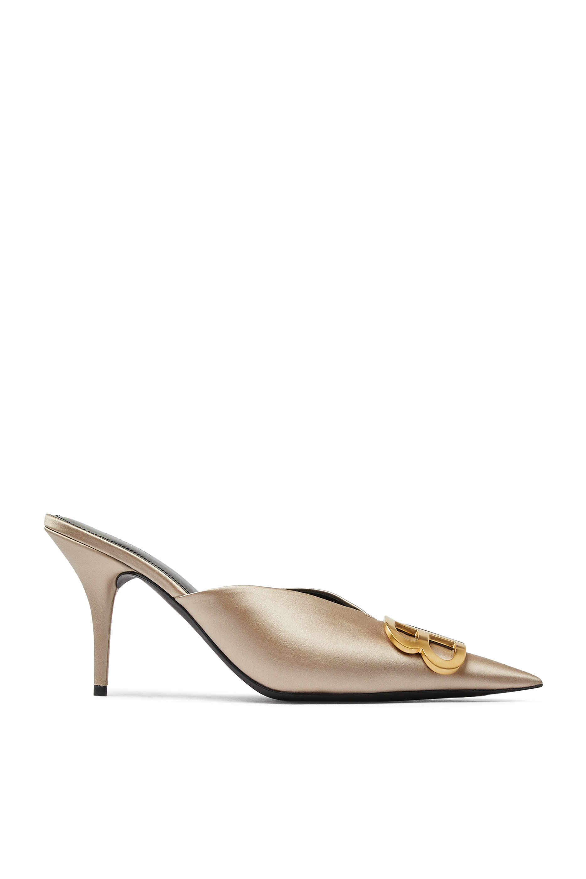 حذاء مفتوح من الخلف 80 بمقدمة مدببة وشعار حرفي الماركة