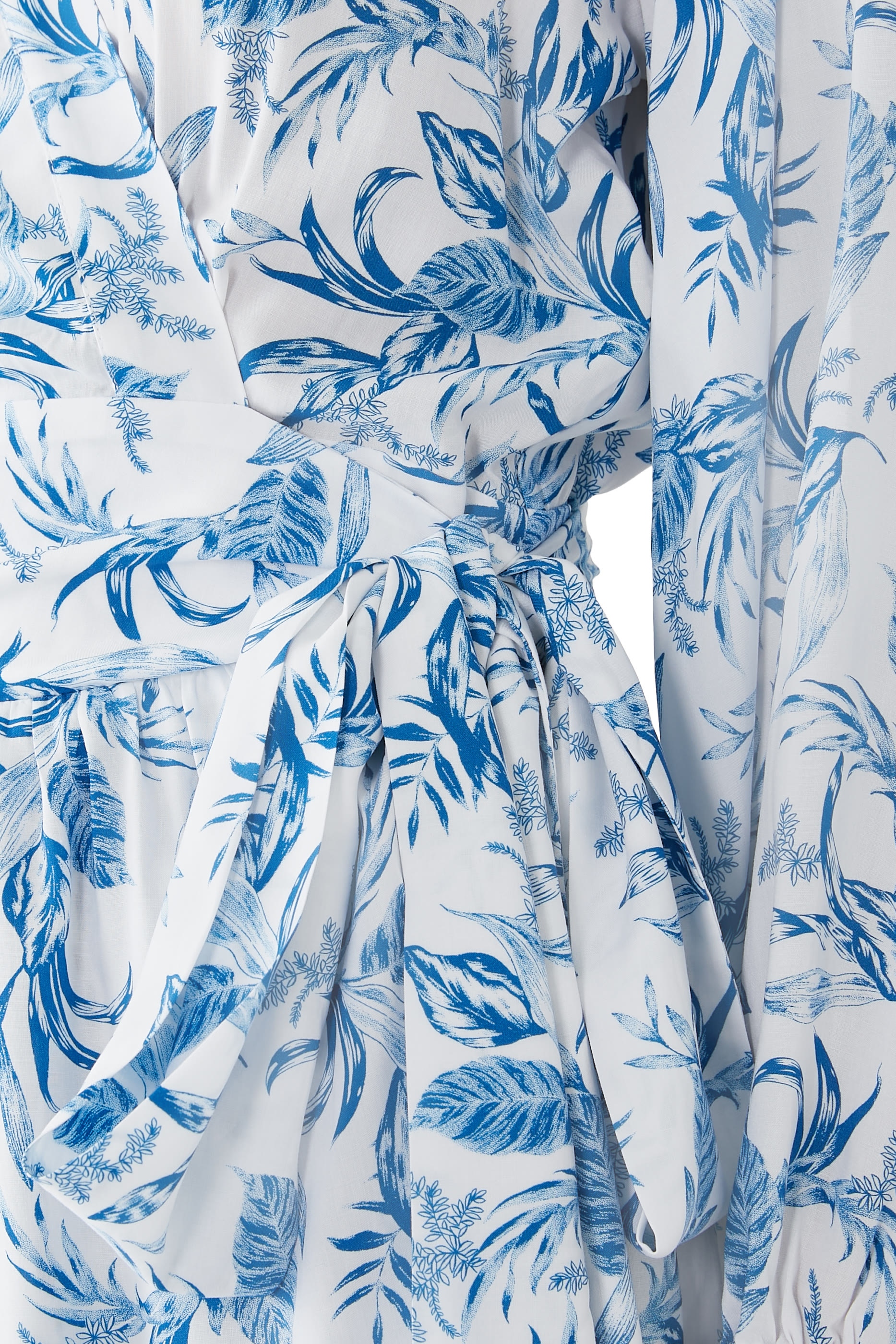 فستان طويل بنقشة أوراق أشجار راتشيل أزرق