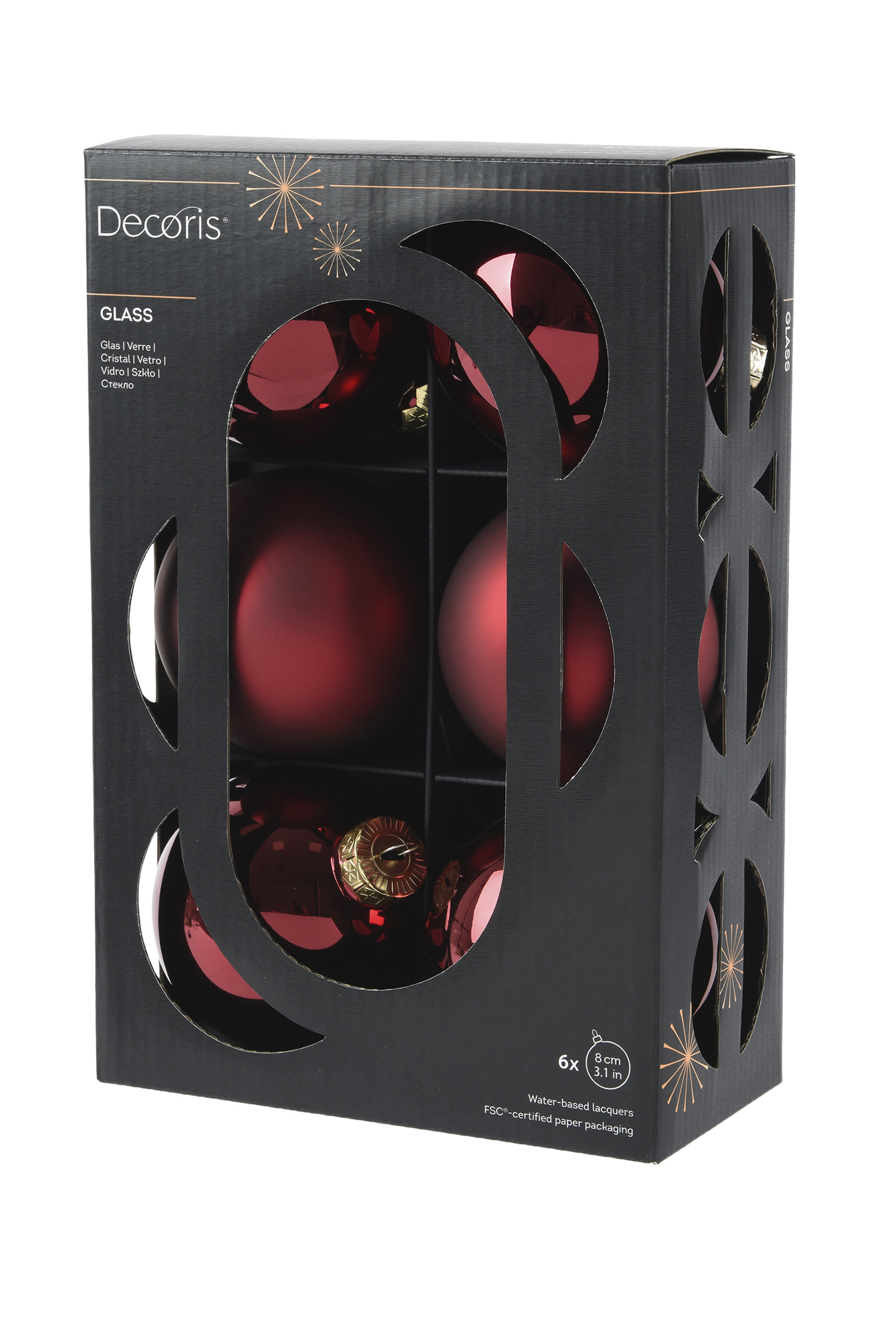 طقم كرات زينة زجاج، 6 قطع