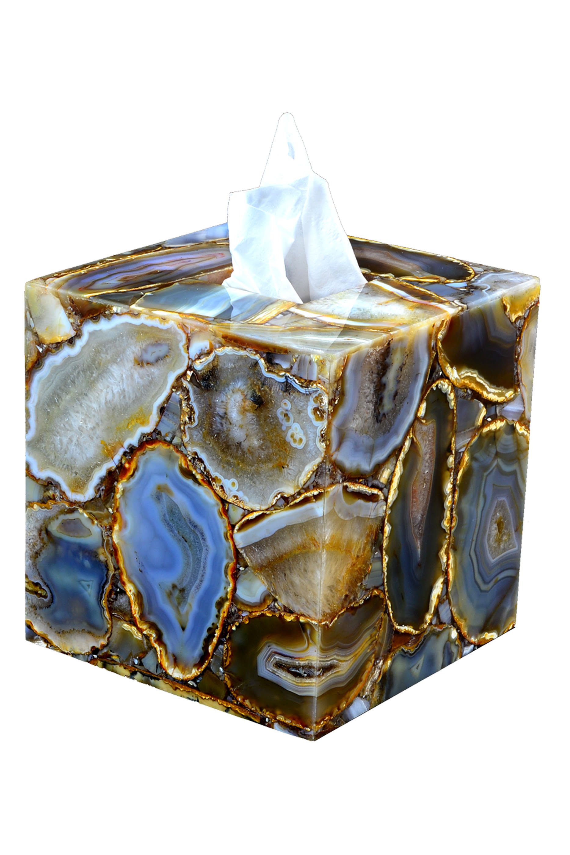 حامل مناديل من العقيق شبه الكريم