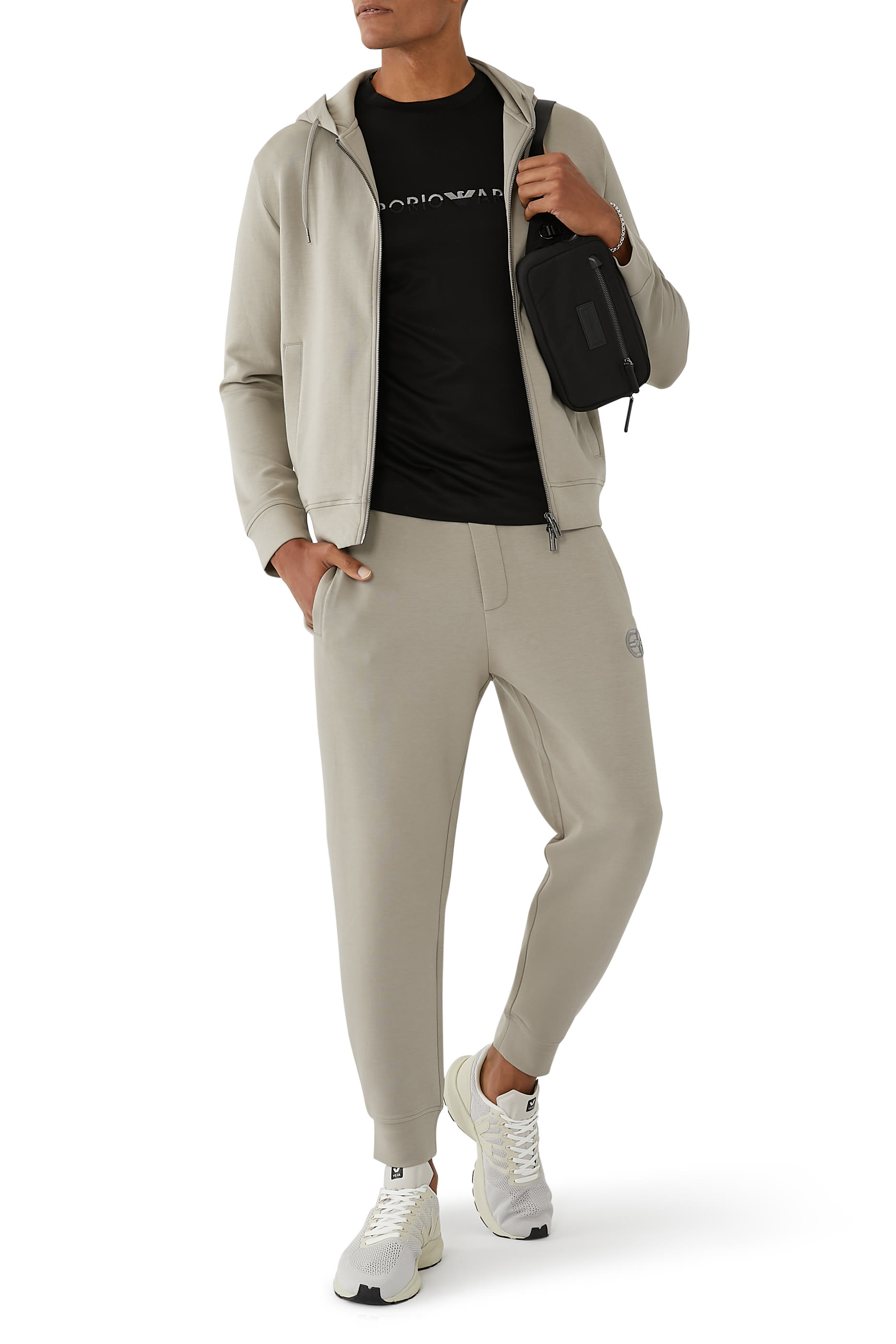 بنطال رياضي مطرز بشعار الماركة جيرسيه مزدوج