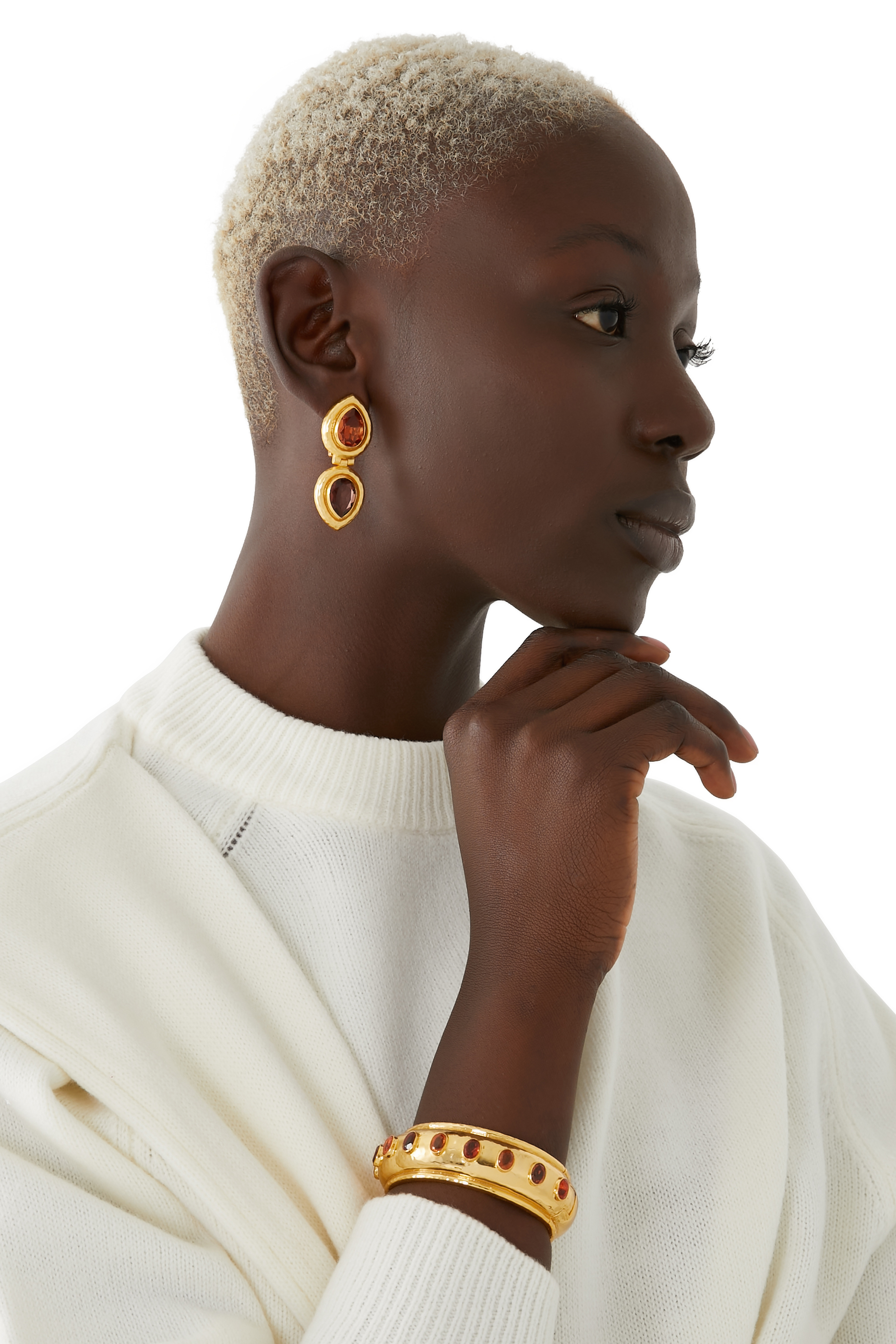 سوار أفا مرصع بأحجار كريمة نحاس مطلي بالذهب عيار 24 قيراط