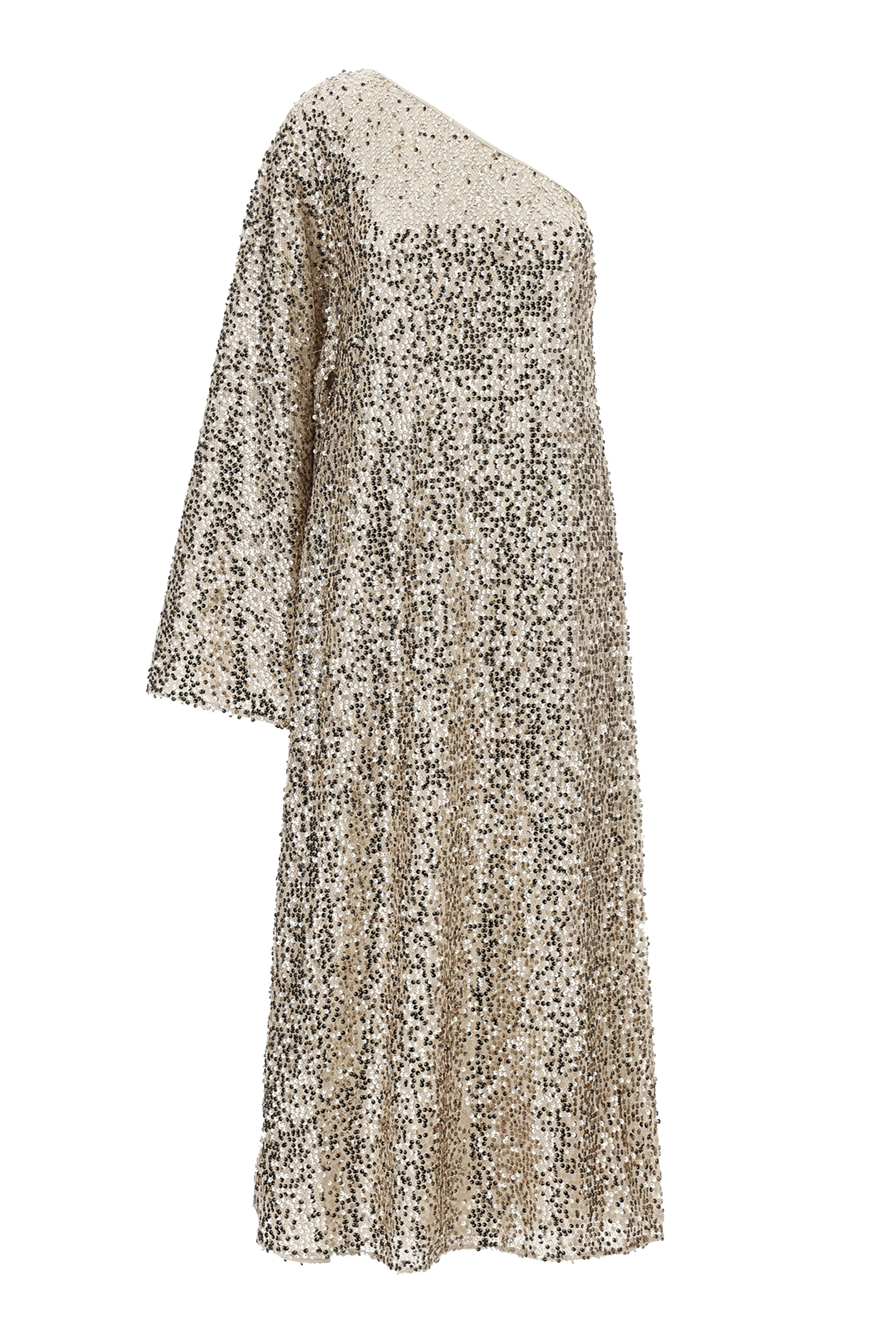 فستان طويل منسوج مزين بترتر