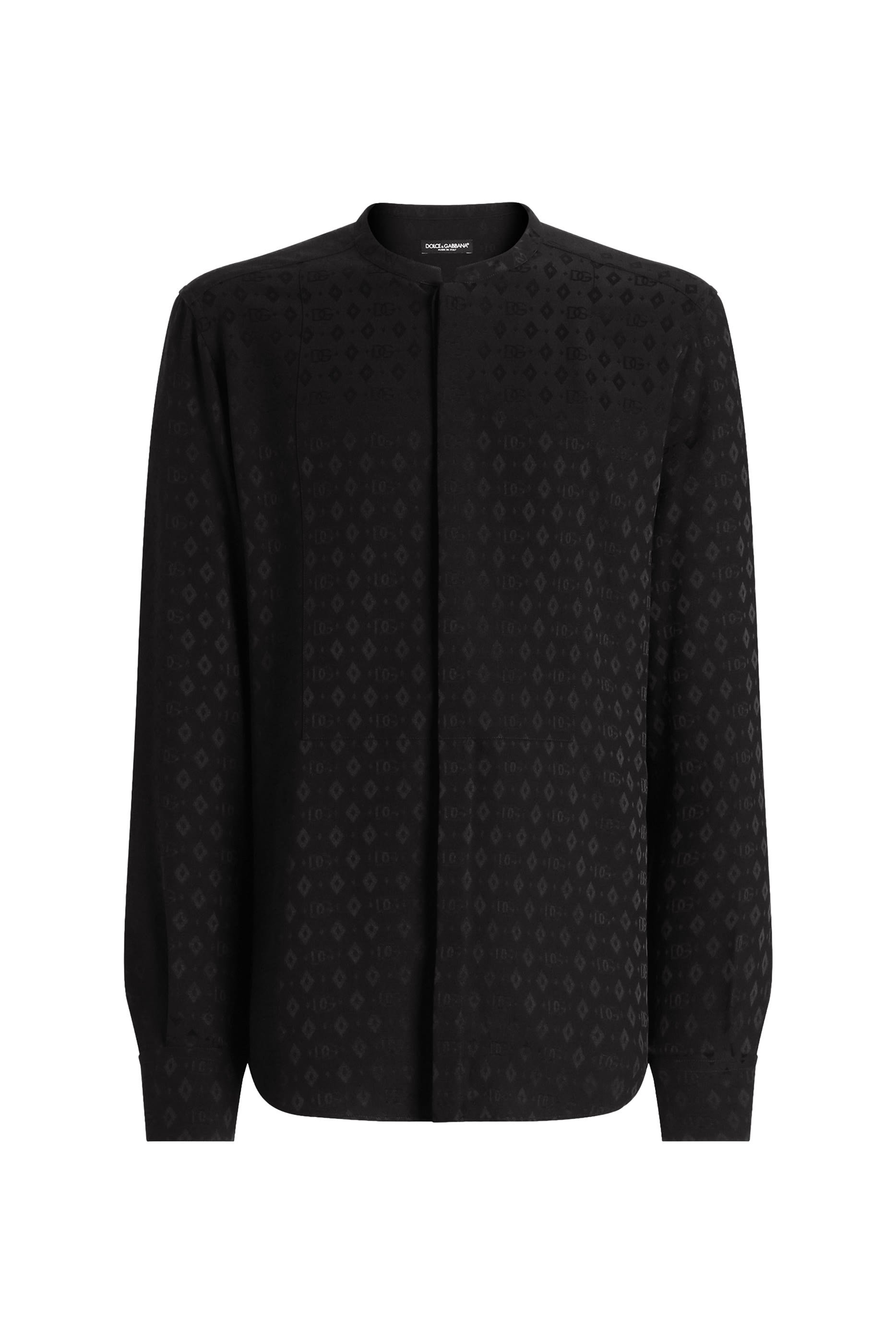 قميص بقصة عادية ونقشات شعار الماركة حرير