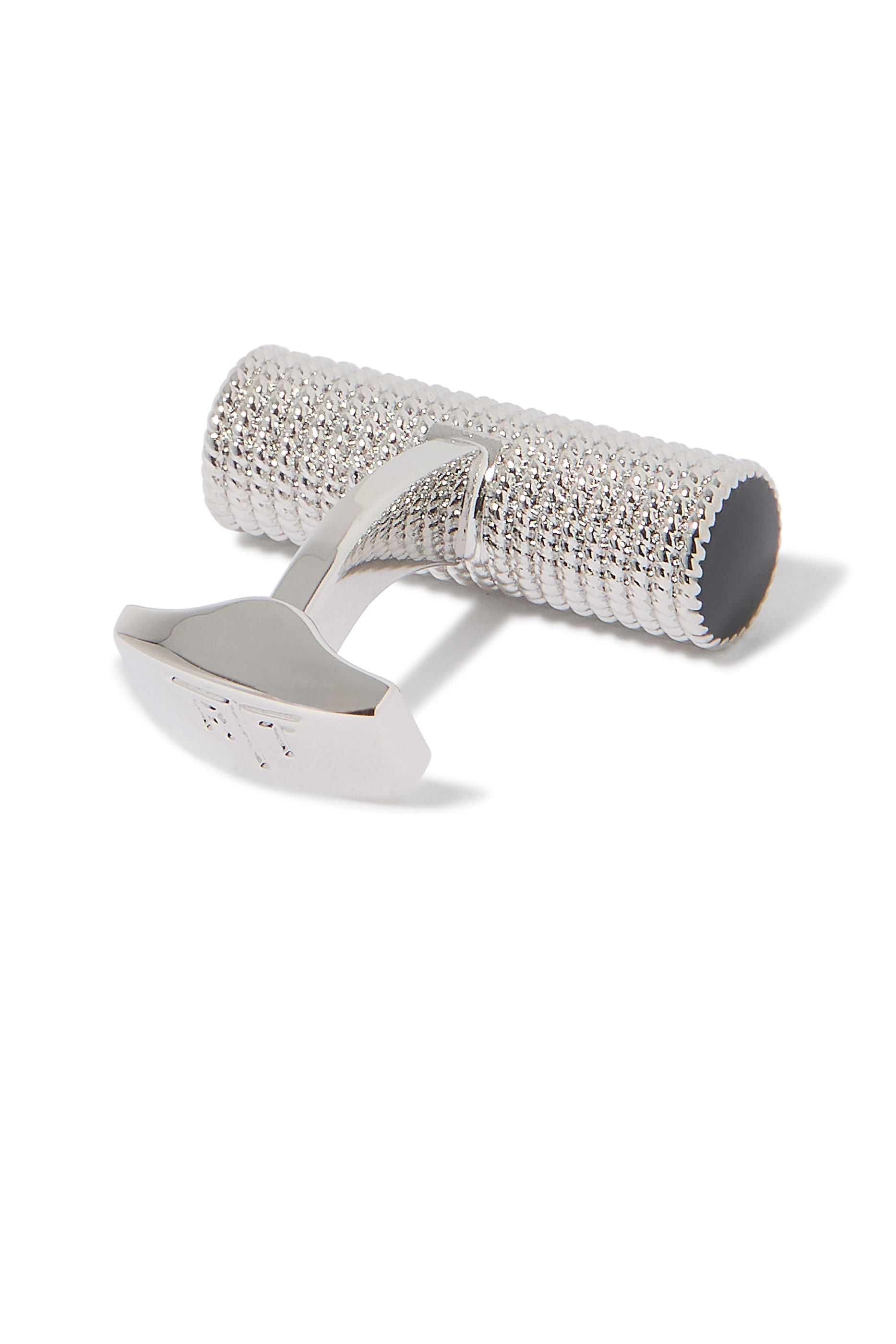 أزرار أكمام بتصميم حبل ملفوف، معدن مطلي ببرونز باللون الأبيض