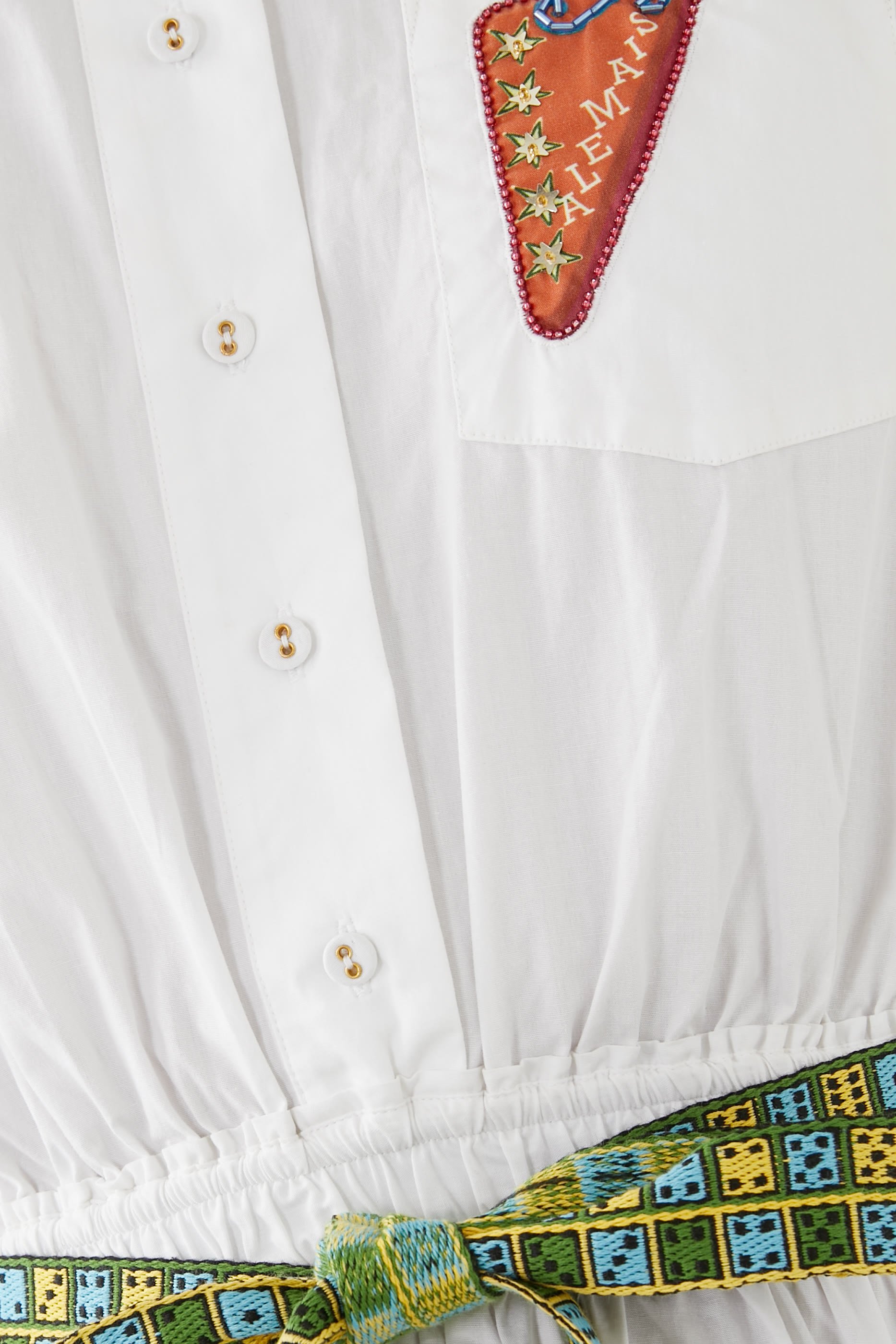 فستان مطرز متوسط الطول