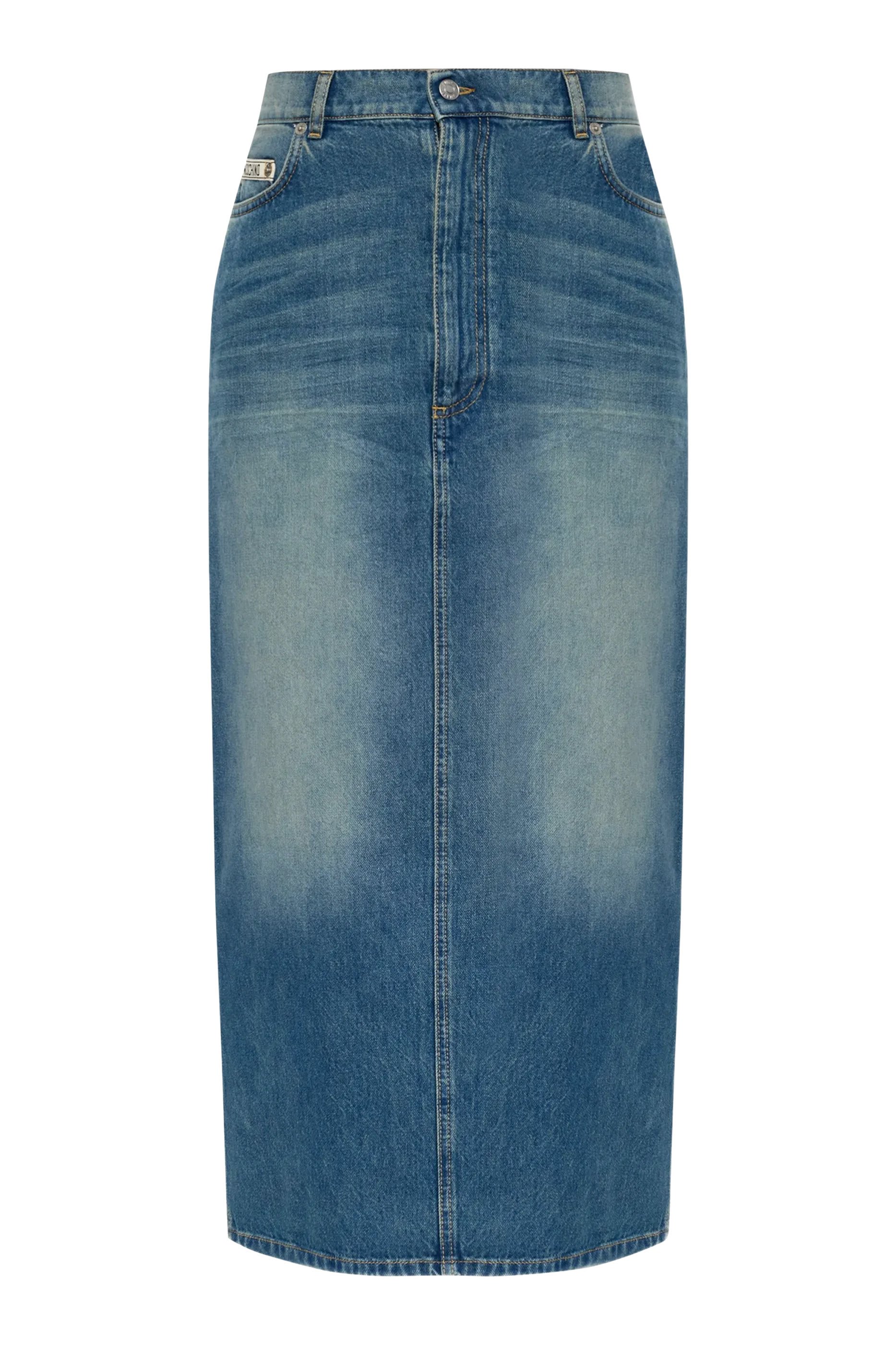 Logo Midi Denim Skirt