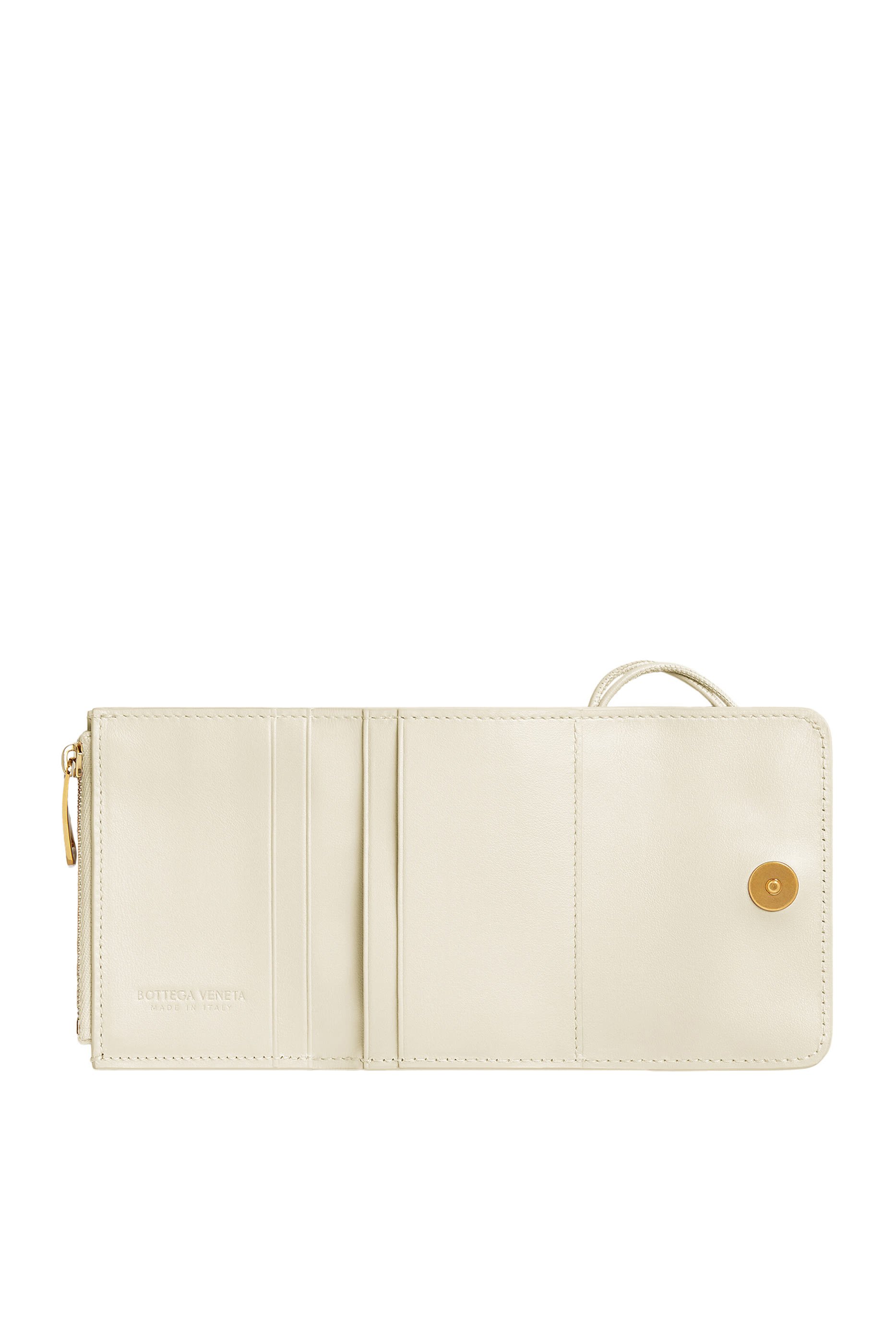 محفظة أنديامو ثلاثية الطي بسحاب جلد عجل مجدول