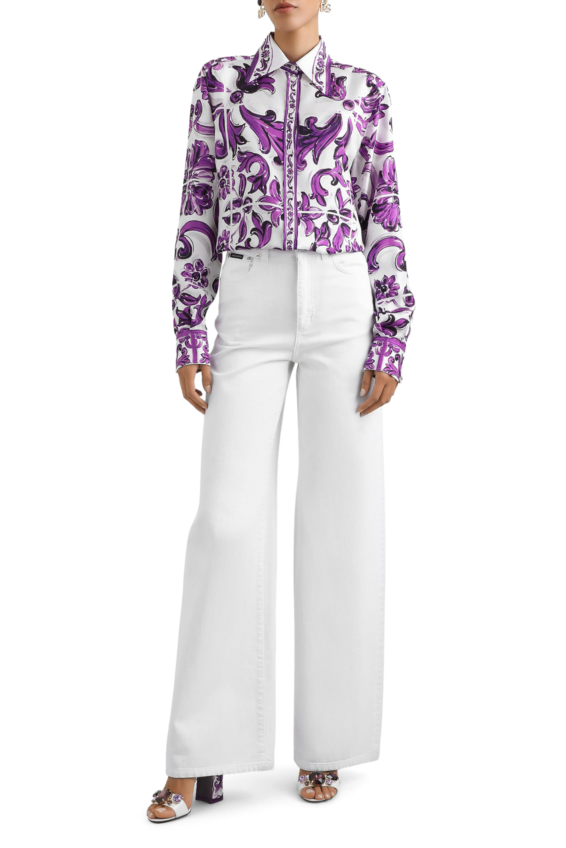 قميص بنقشة مايولكا حرير تويل