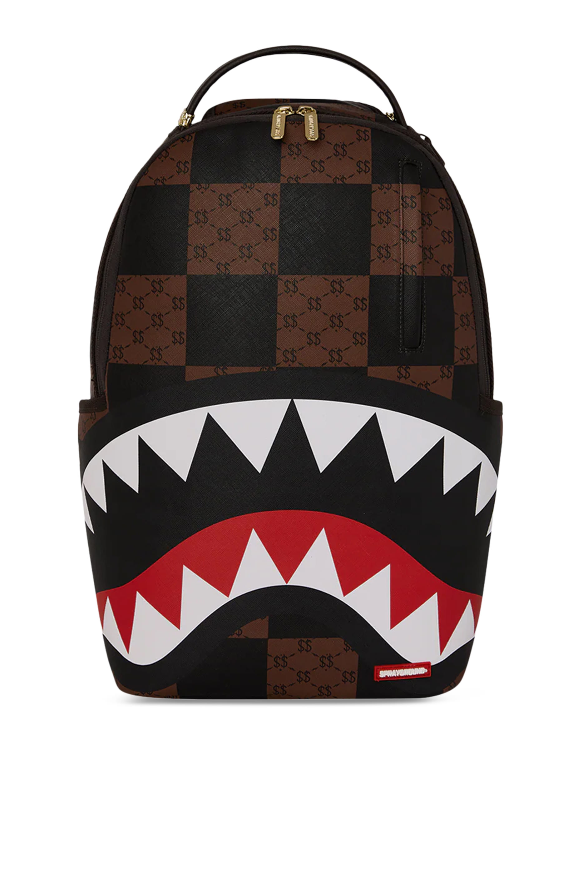 حقيبة ظهر بشعار الماركة ونقشة مربعات بحجم كبير للأطفال