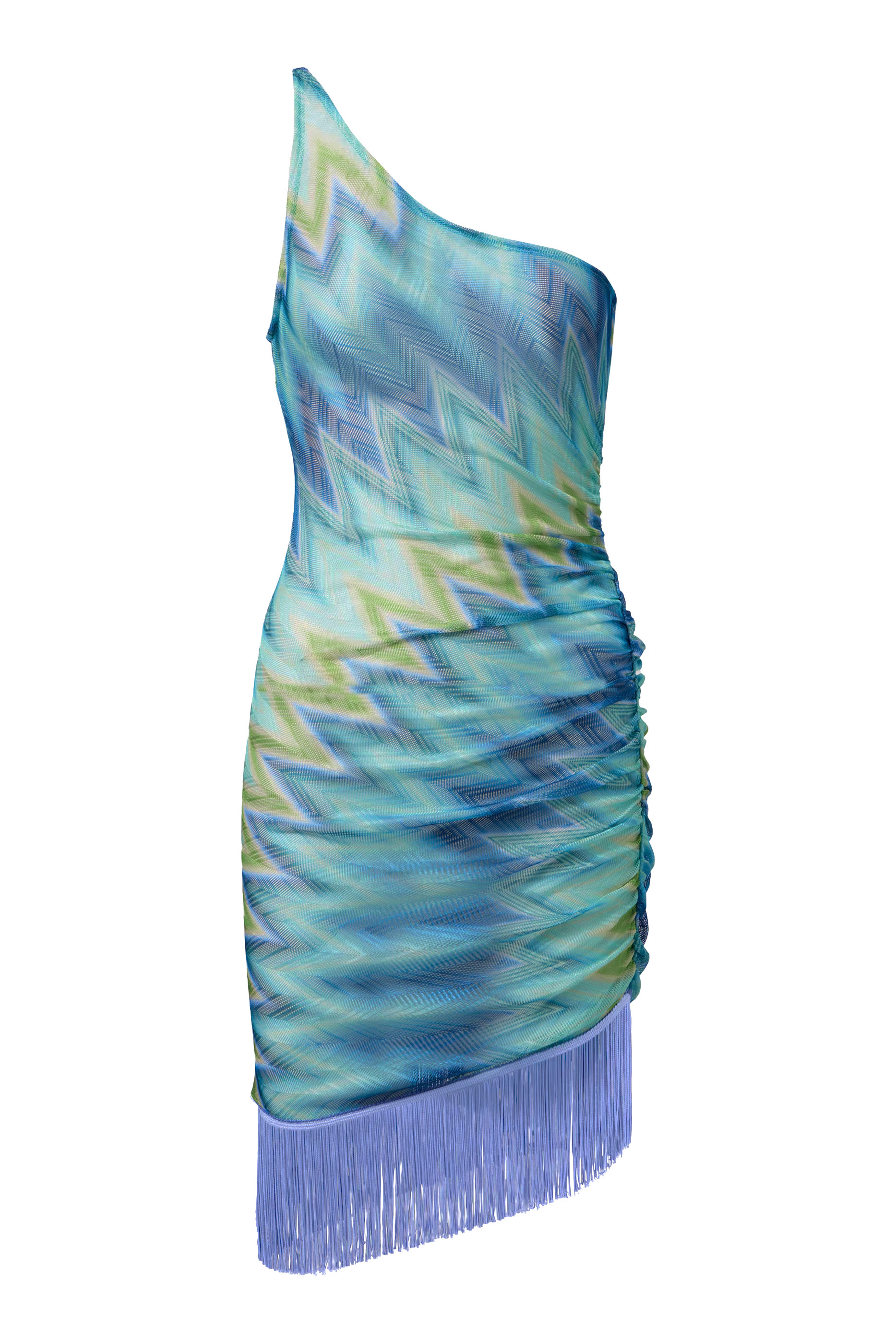 فستان قصير بنقشة خطوط شيفرون وشرابات ولون متدرج راشيل