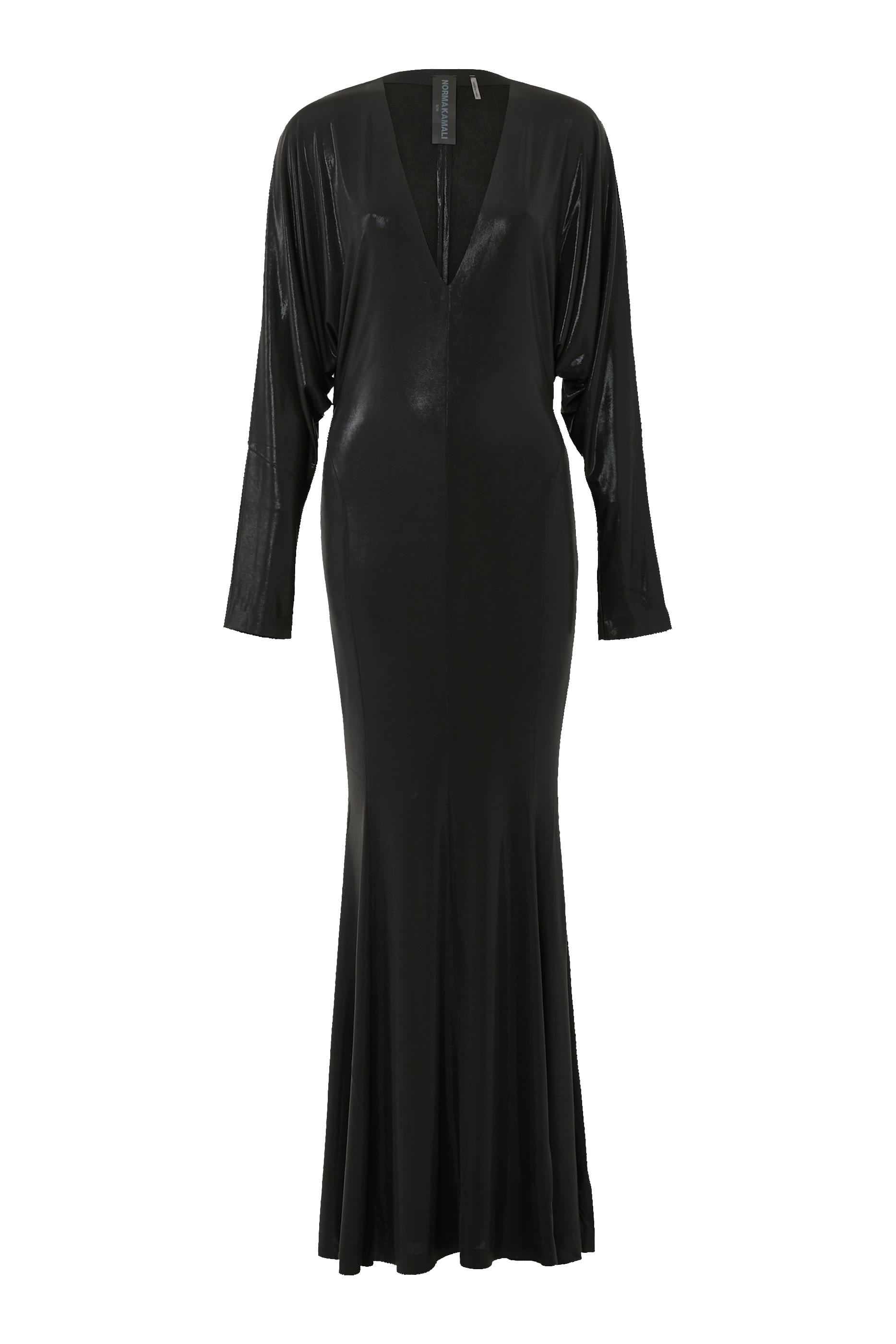 فستان سهرة دولان بقصة ذيل السمكة وياقة على شكل حرف V