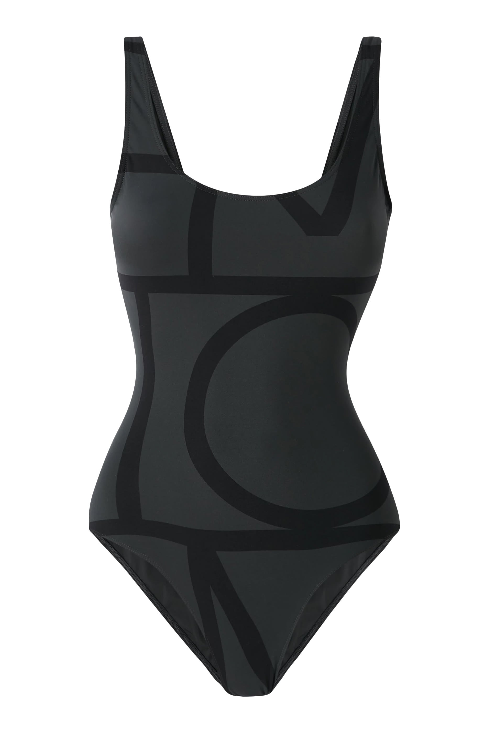 بدلة سباحة بتصميم قطعة واحدة مزينة بحروف شعار الماركة