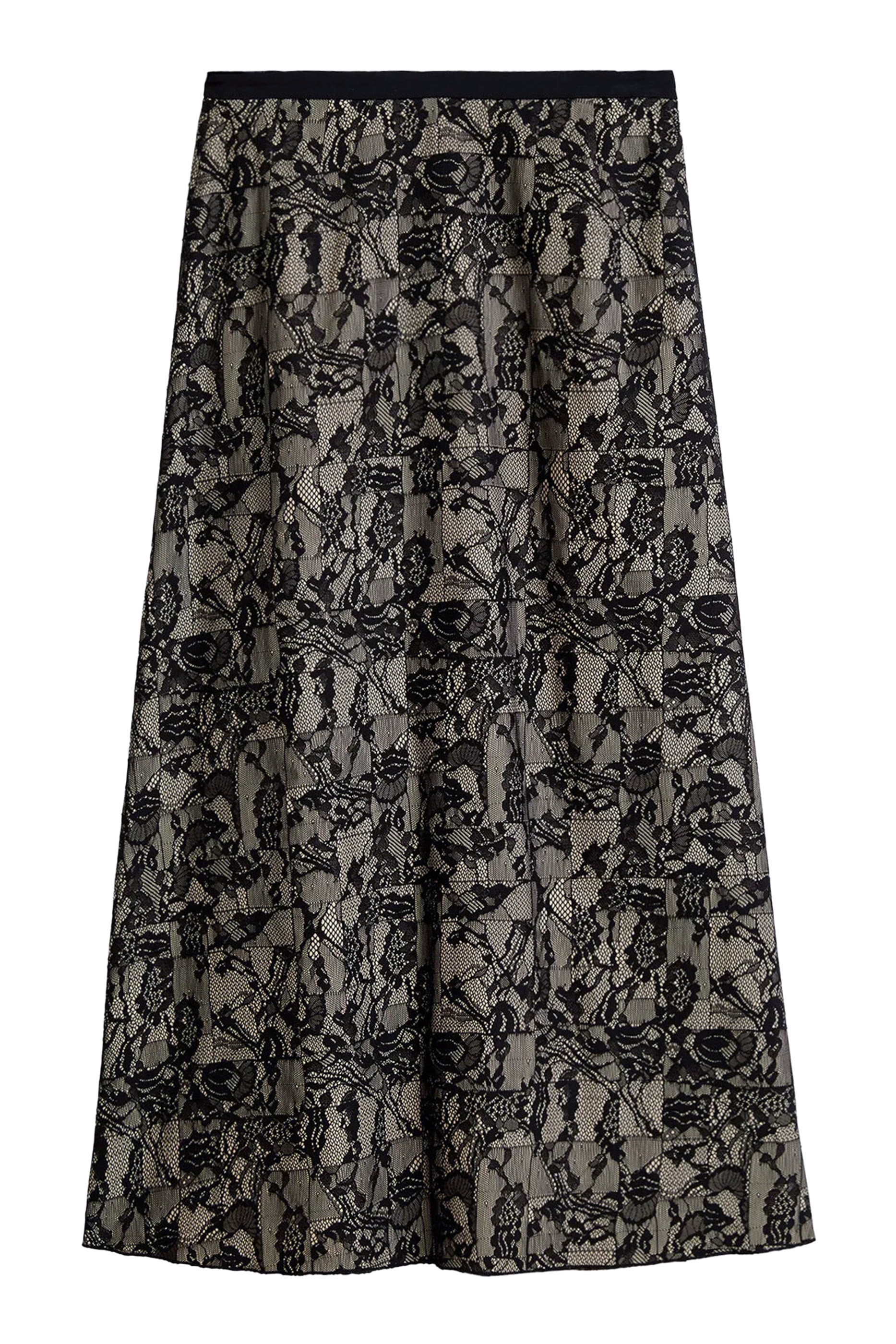 تنورة بنقشة مربعات دانتيل