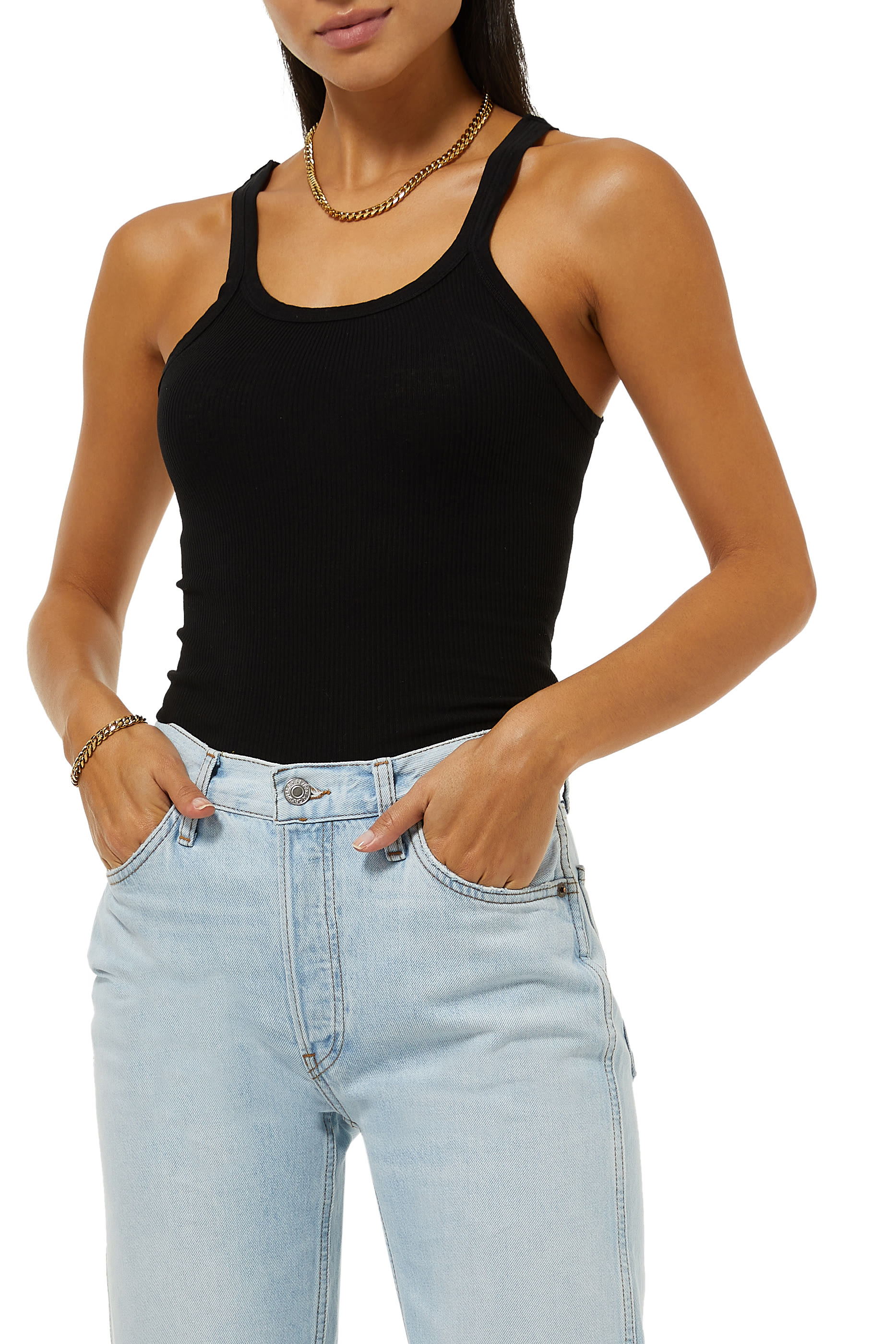 تي شيرت بلا أكمام بنسيج مضلع