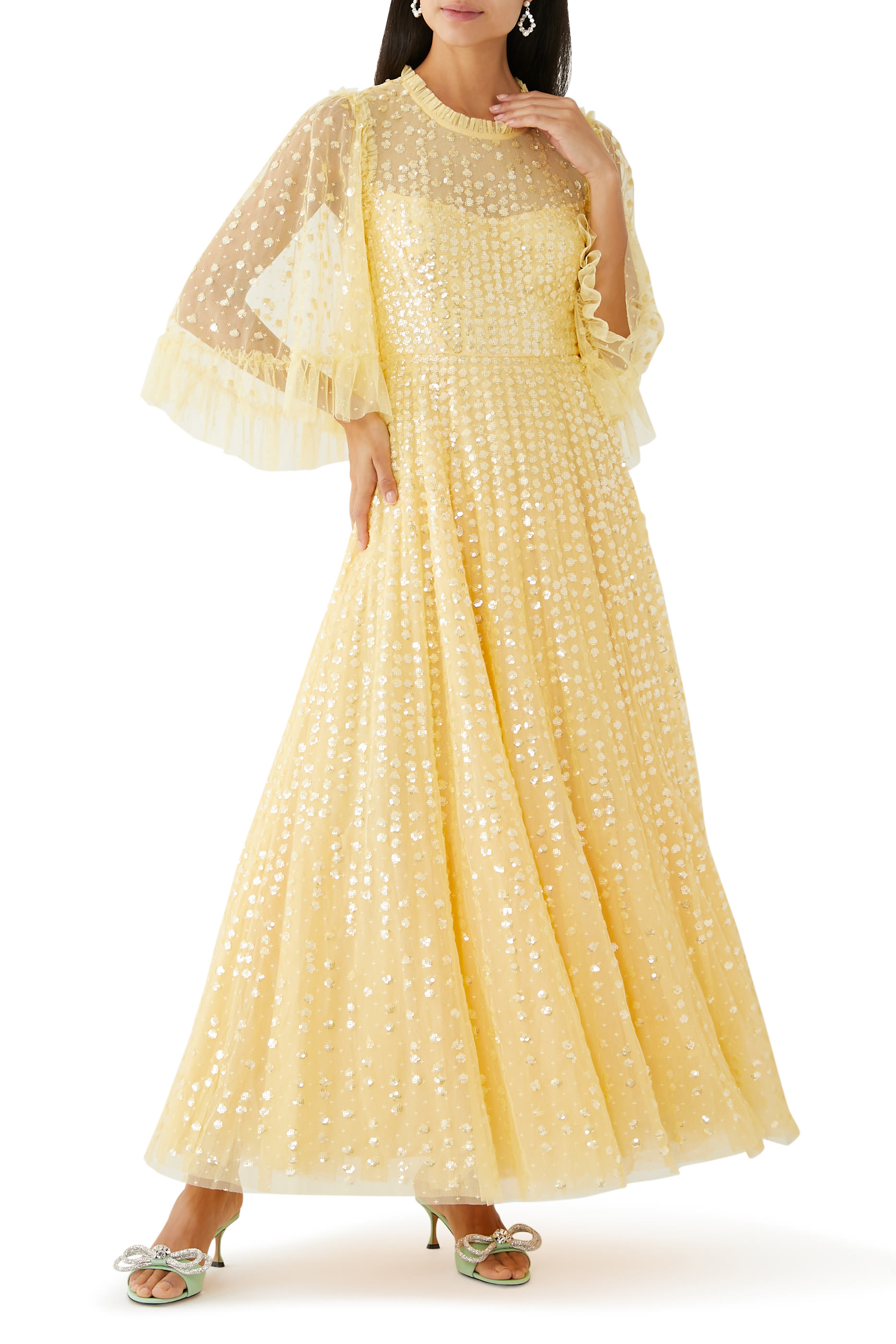 فستان سهرة راين دروب بأكمام قصيرة