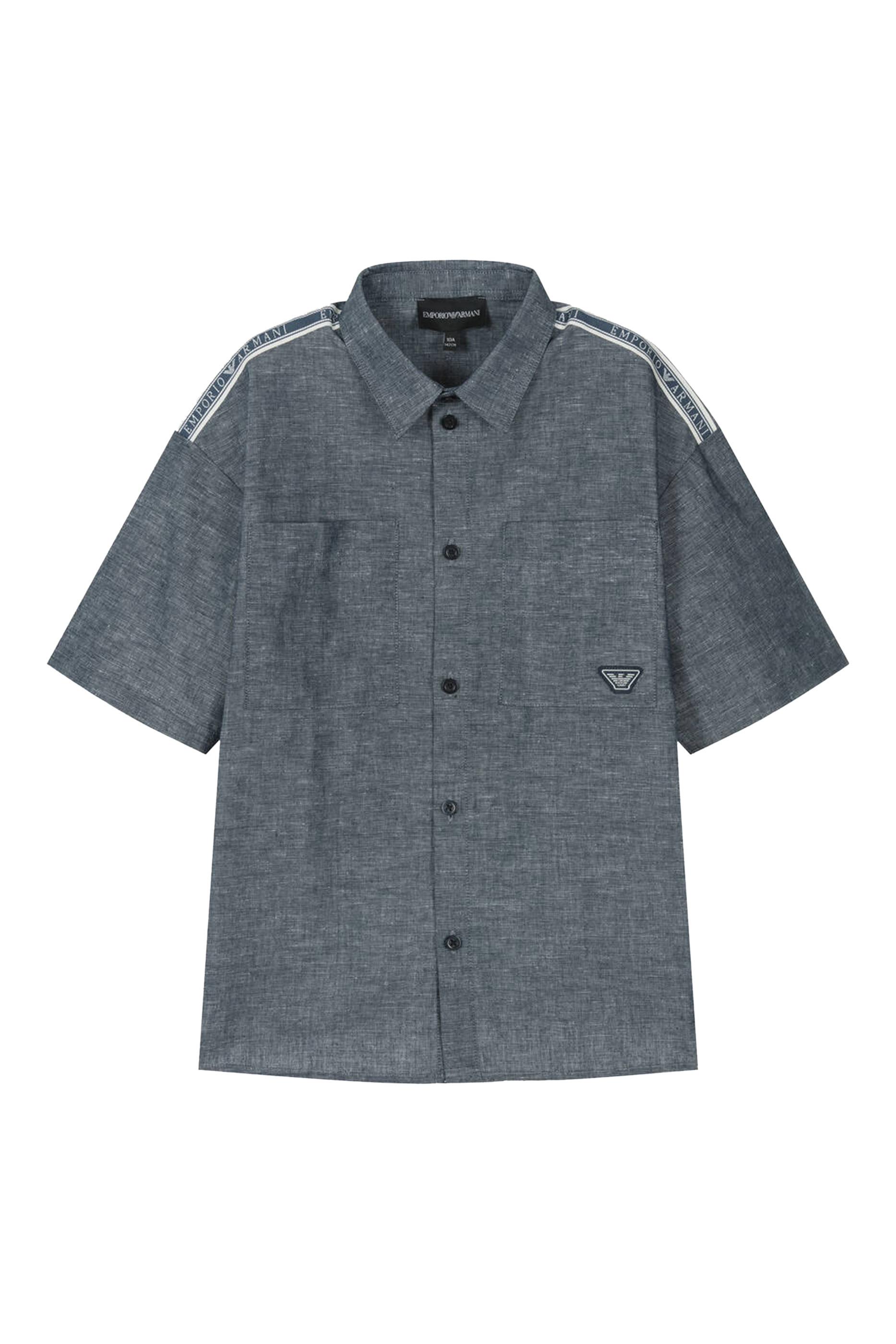 قميص بشريط بشعار الماركة على الأكتاف للأطفال