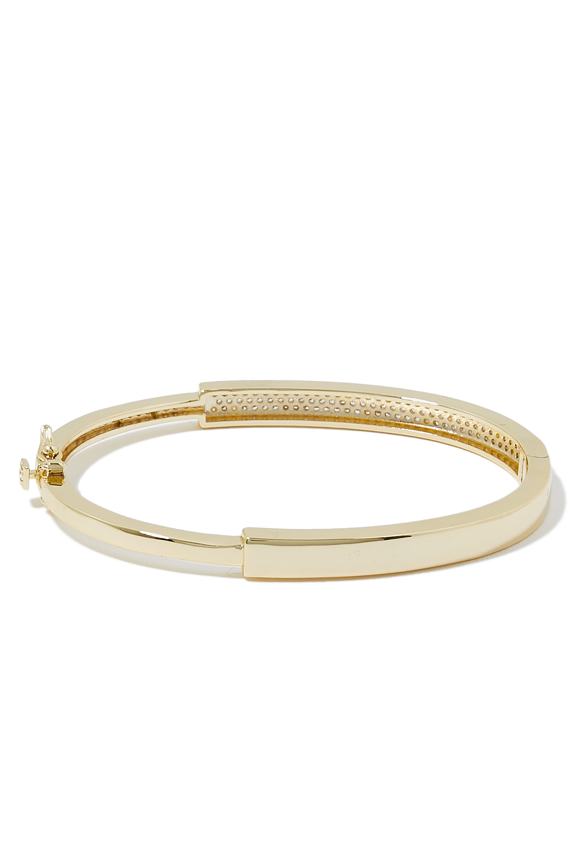 سوار بقفل مفصلي مرصع بأحجار وبشعار الماركة