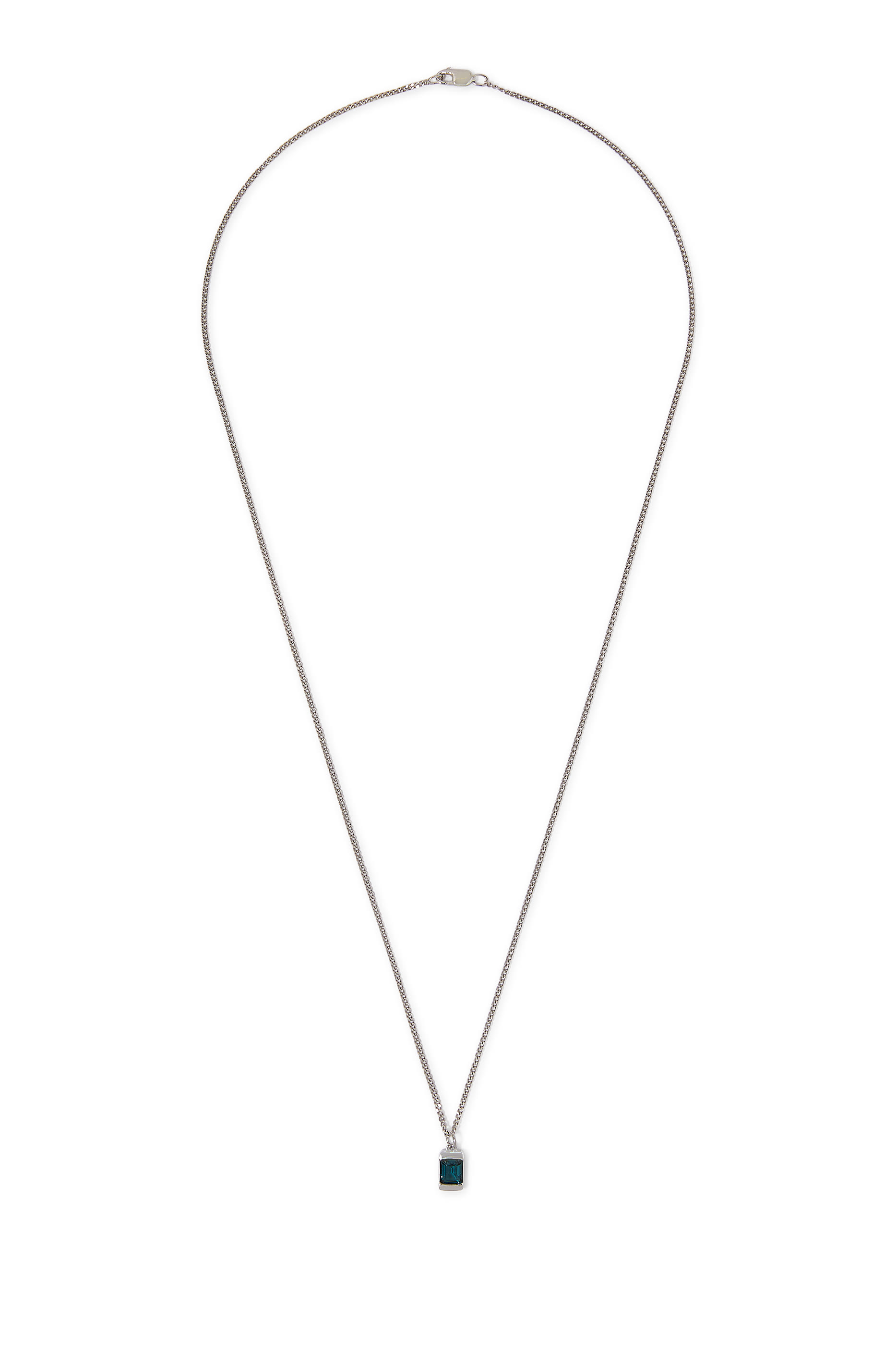 قلادة فالور مرصعة بحجر التوباز الأزرق، فضة الإسترلينية