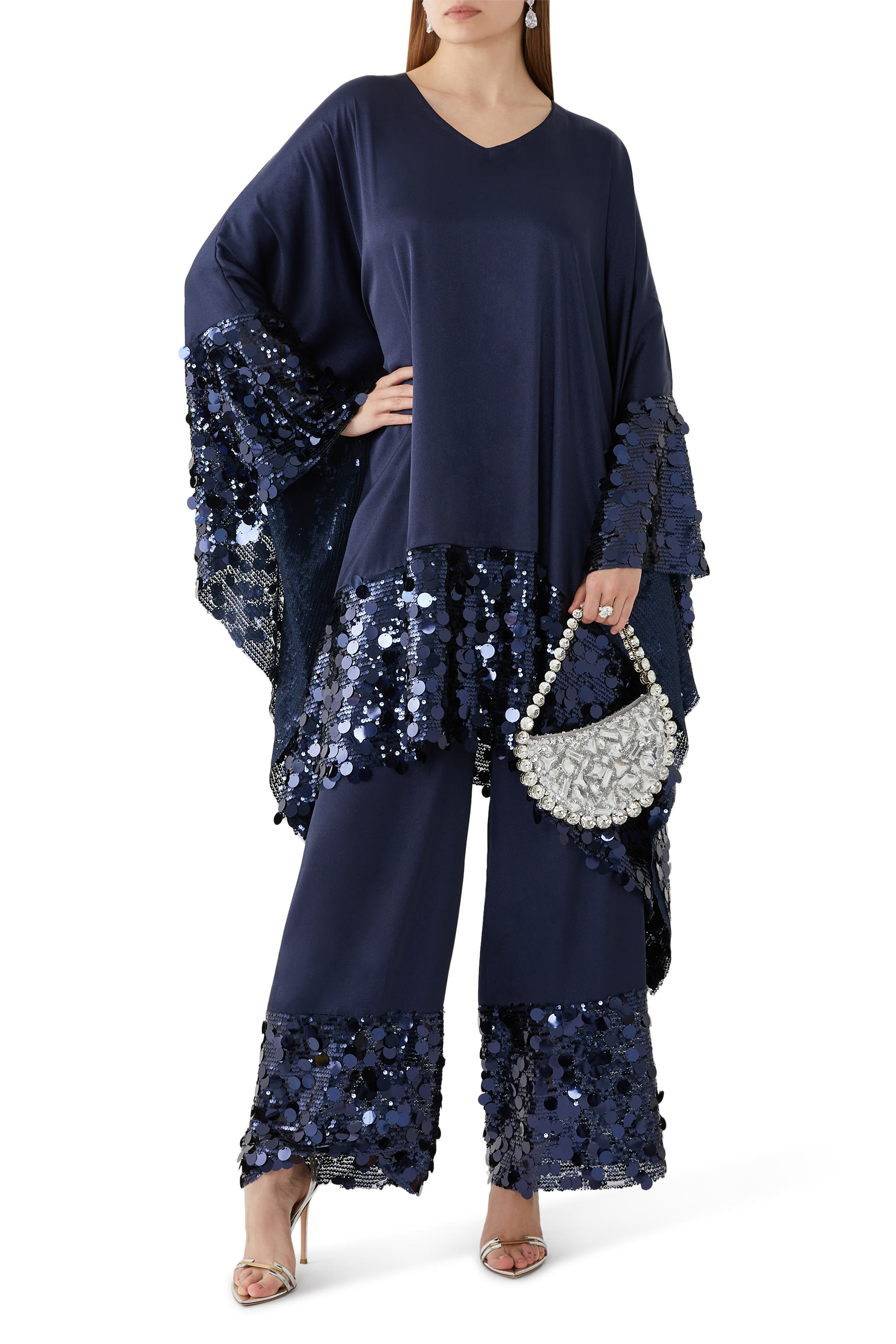 بنطال ديلان بحافة مطرزة بالترتر