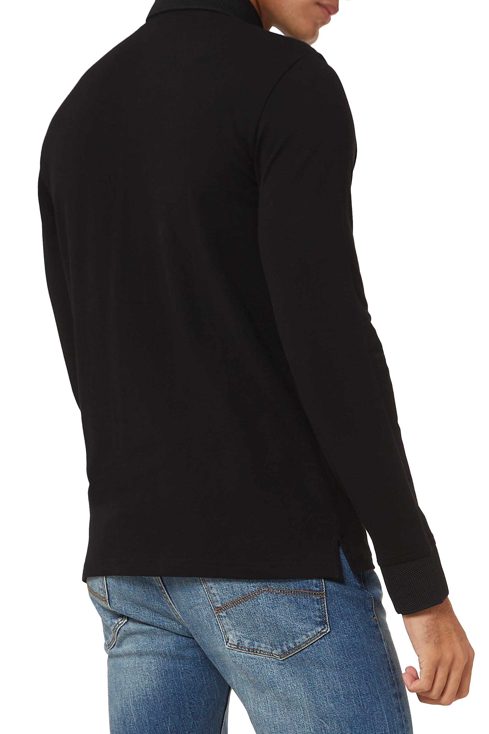 تي شيرت بولو قطن مطاطي بشعار الماركة بتصميم دائري