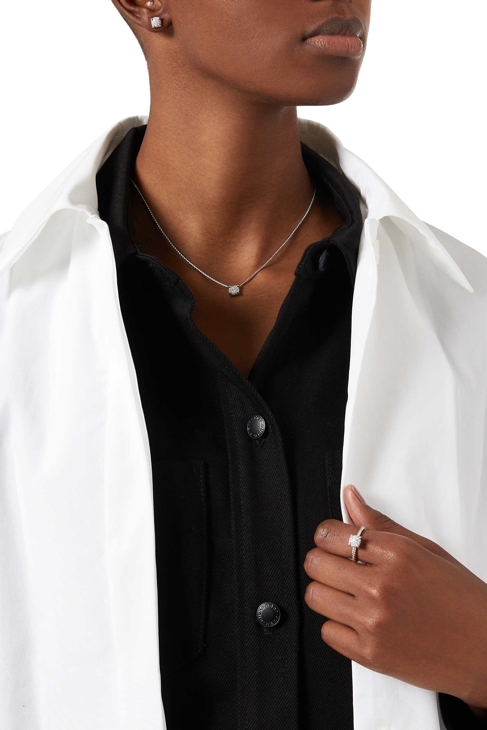 أقراط بيتيت شاتيلاين فضة إسترلينية مرصعة بماسات بافيه