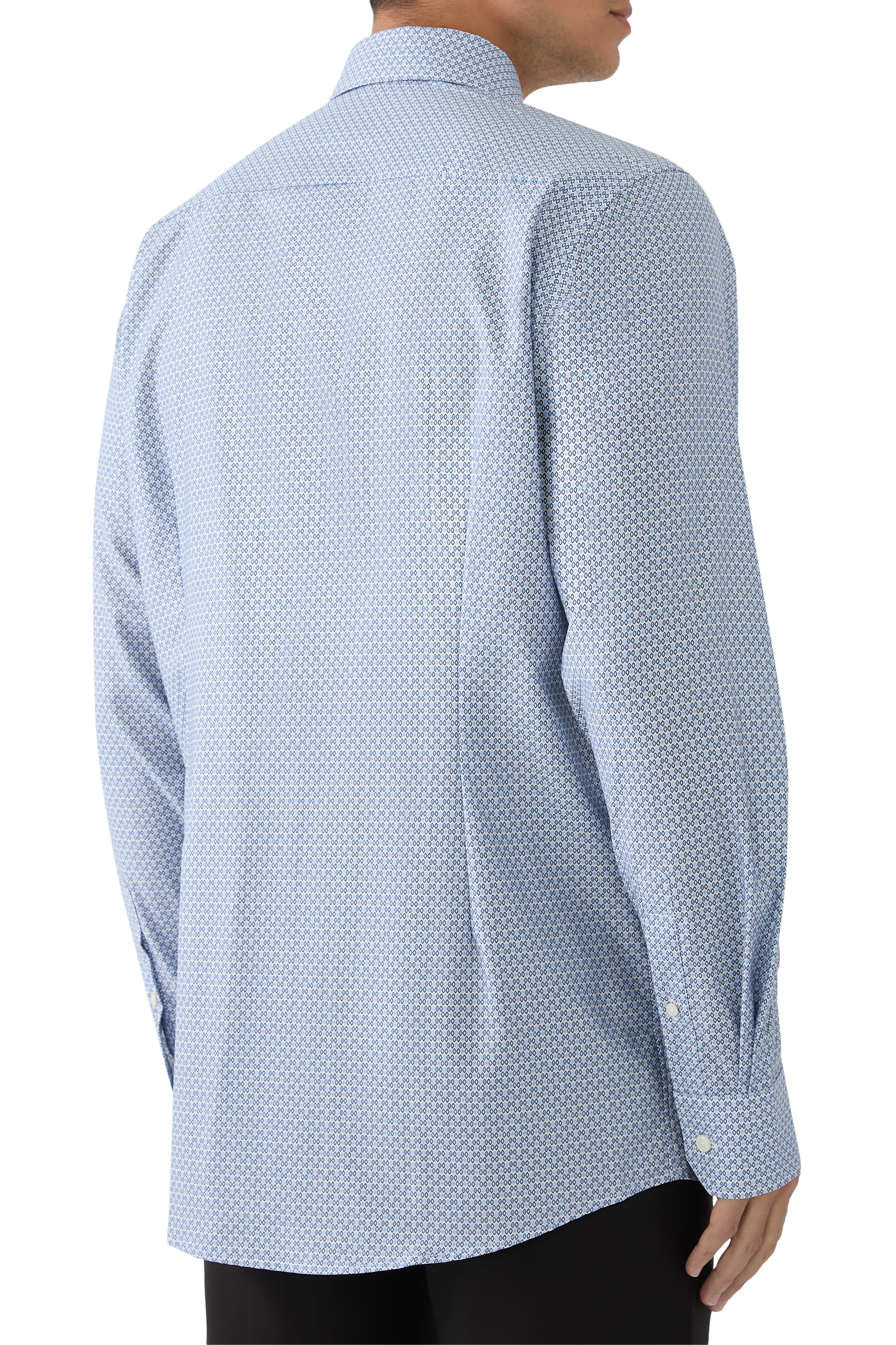 قميص بنقشة هندسية تويل مميز للماركة