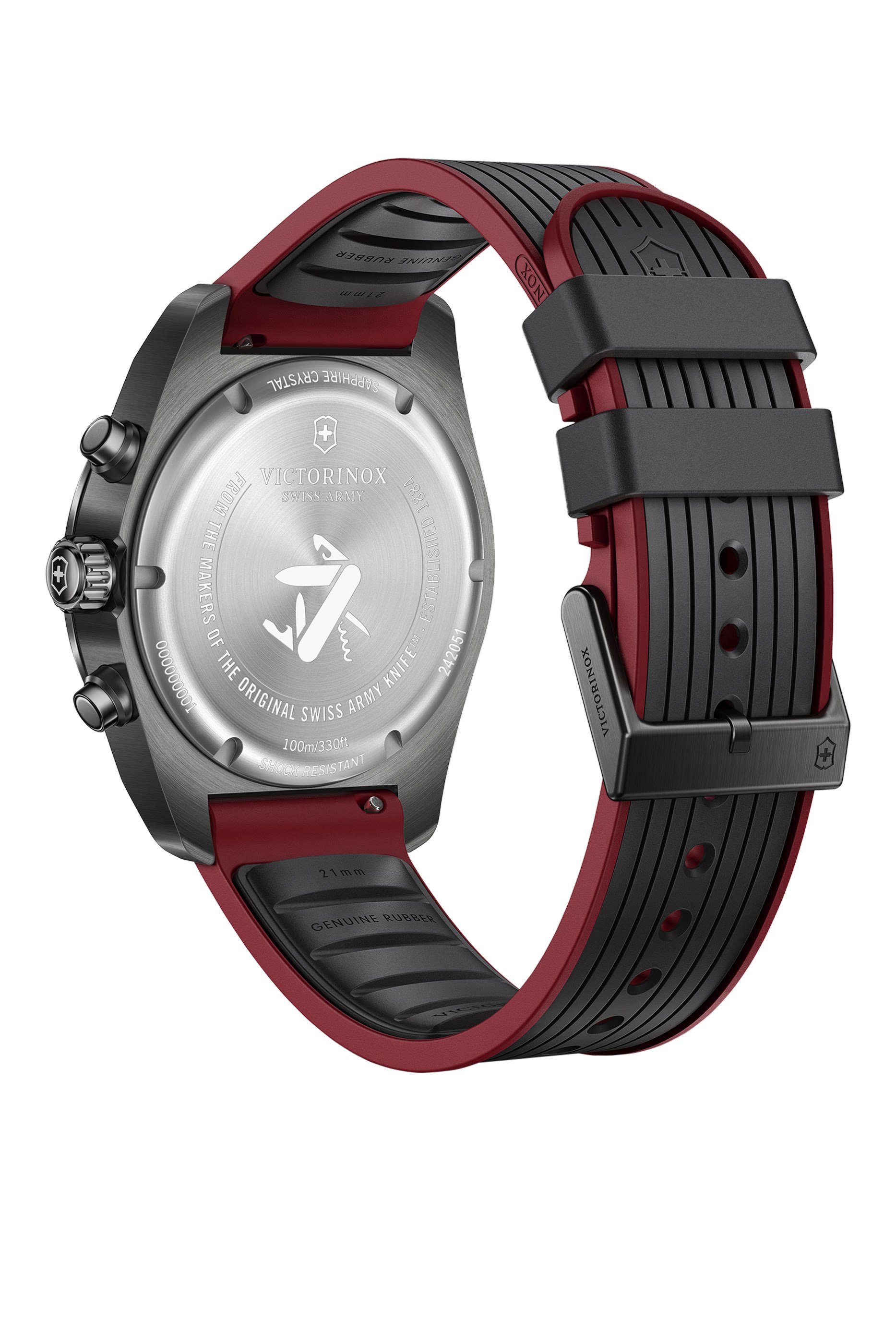 ساعة كرونوغراف سويس ارمي، ستانلس ستيل ومطاط