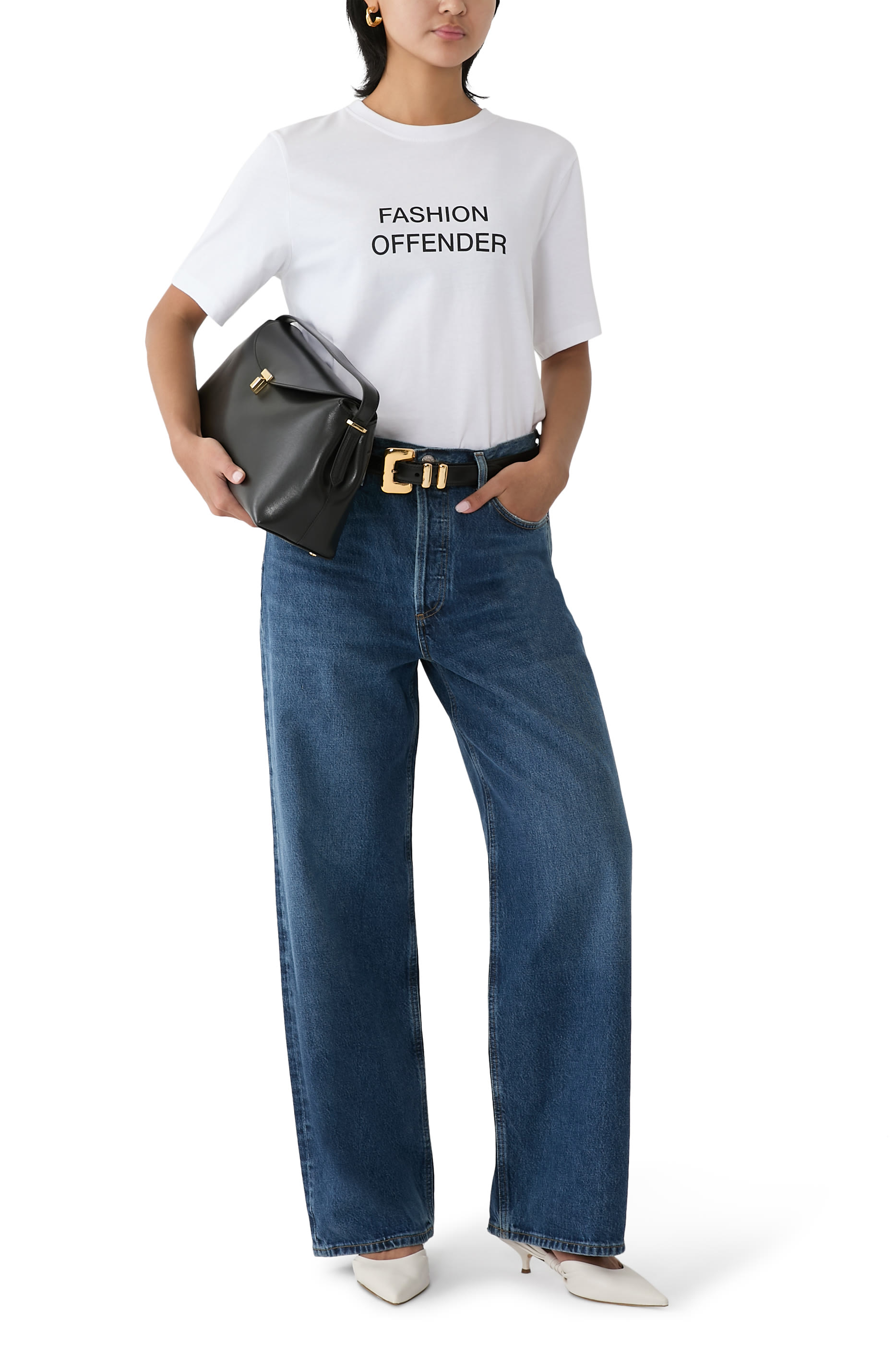 بنطال جينز سلانغ فضفاض بخصر منخفض