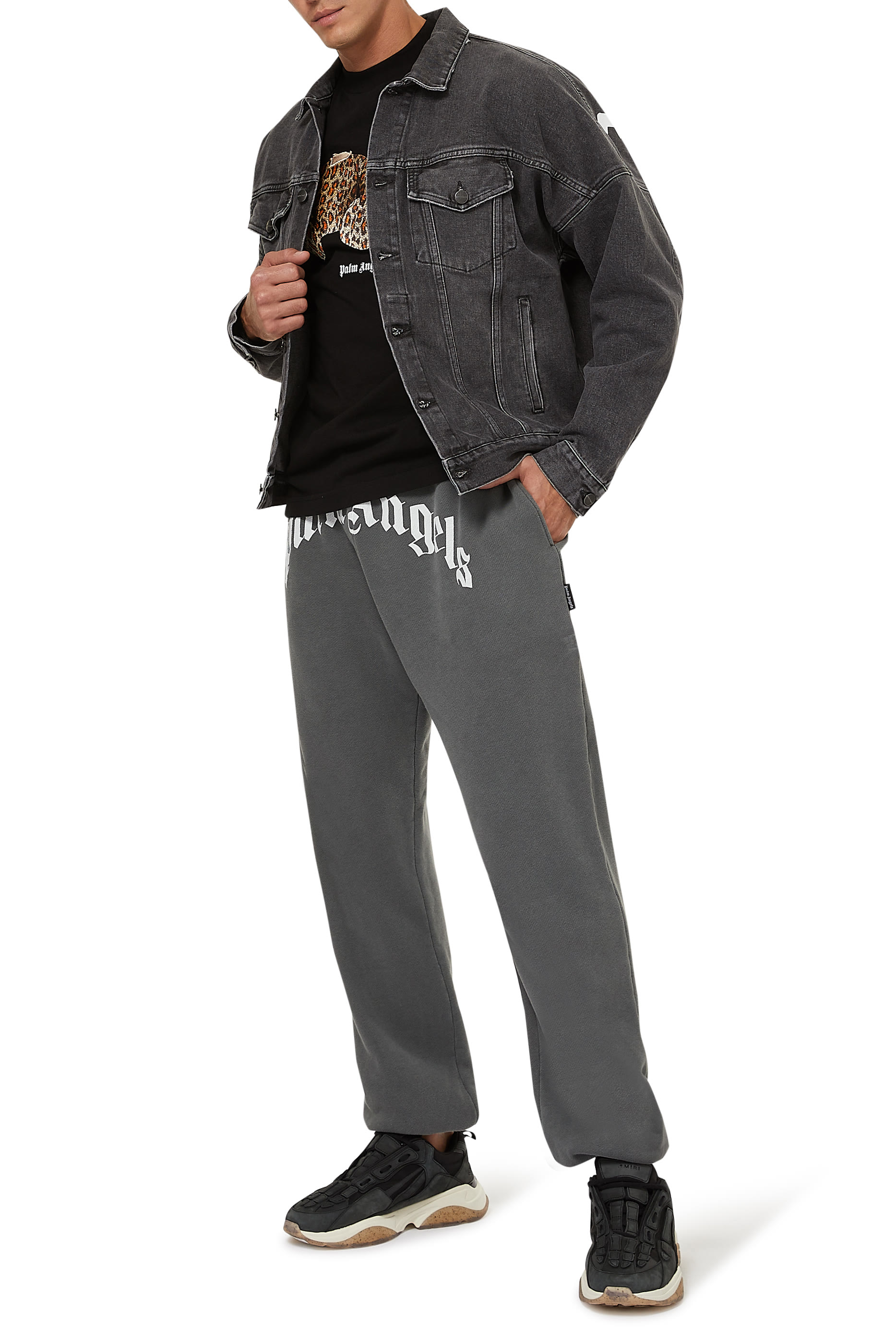 بنطال رياضي قطن بشعار منحني