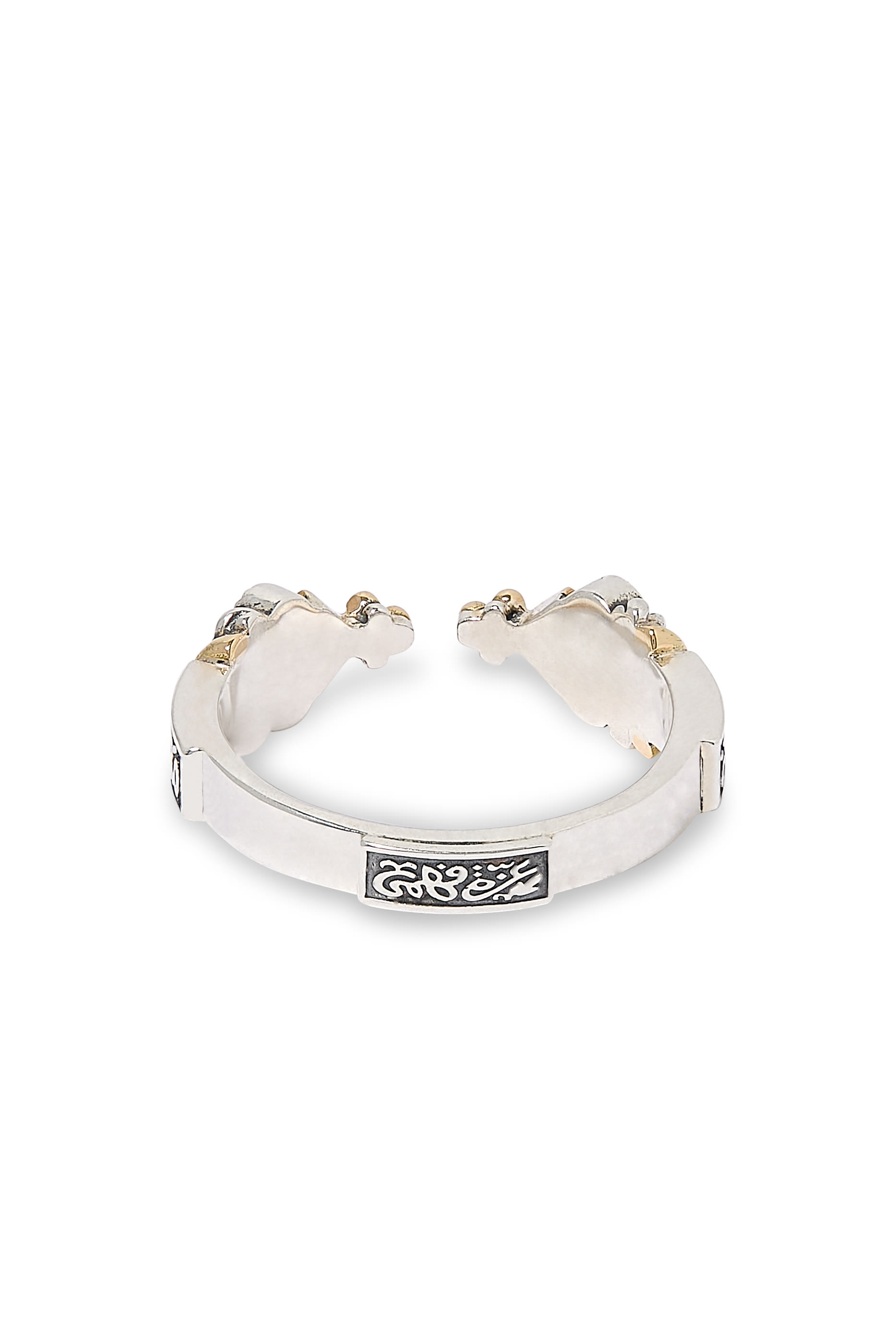 خاتم بكلمة رحمة وأحجار زركونيا مكعبة، ذهب أصفر عيار 18 قيراطًا وفضة إسترلينية