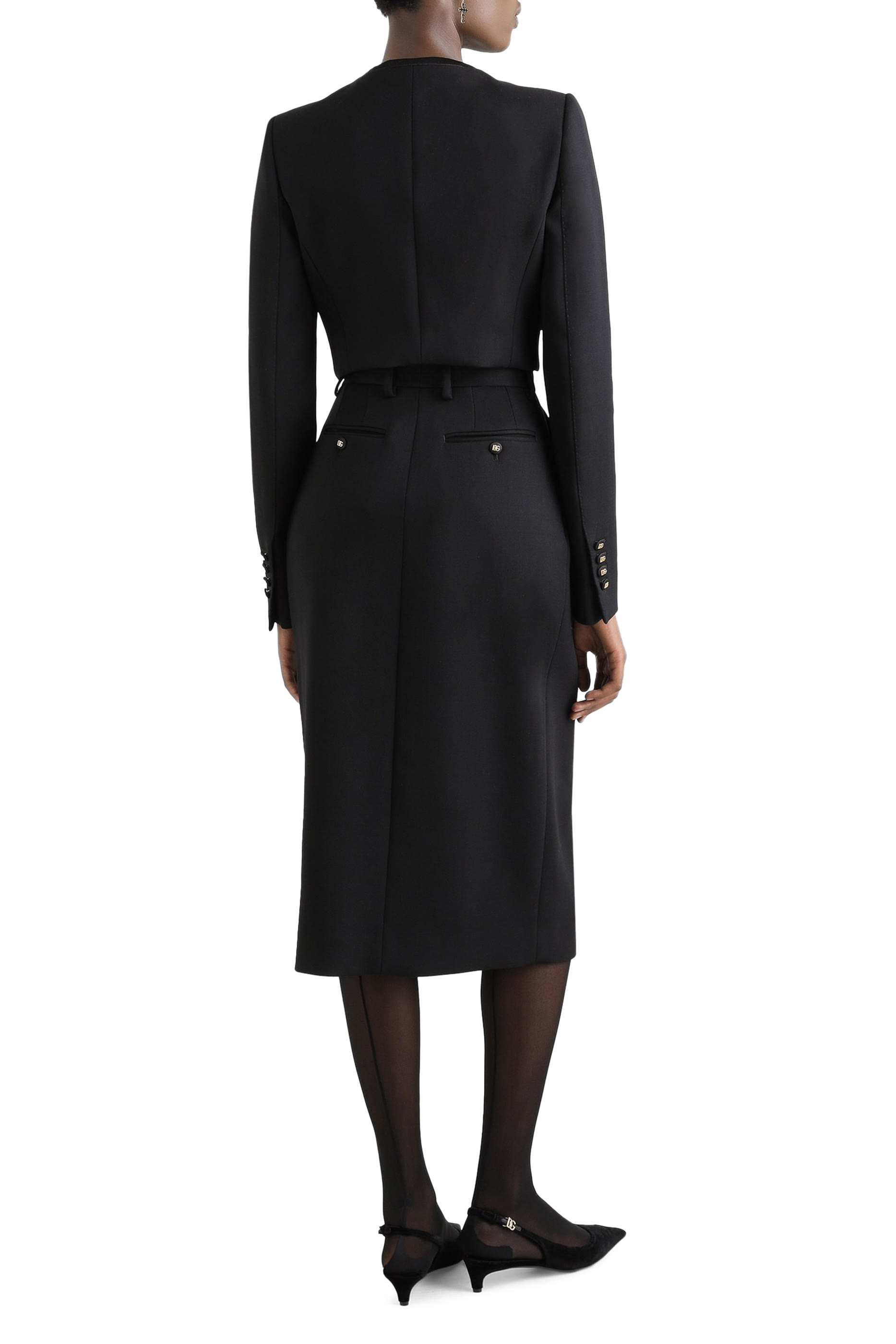 جاكيت قصير بصف أزرار صوف