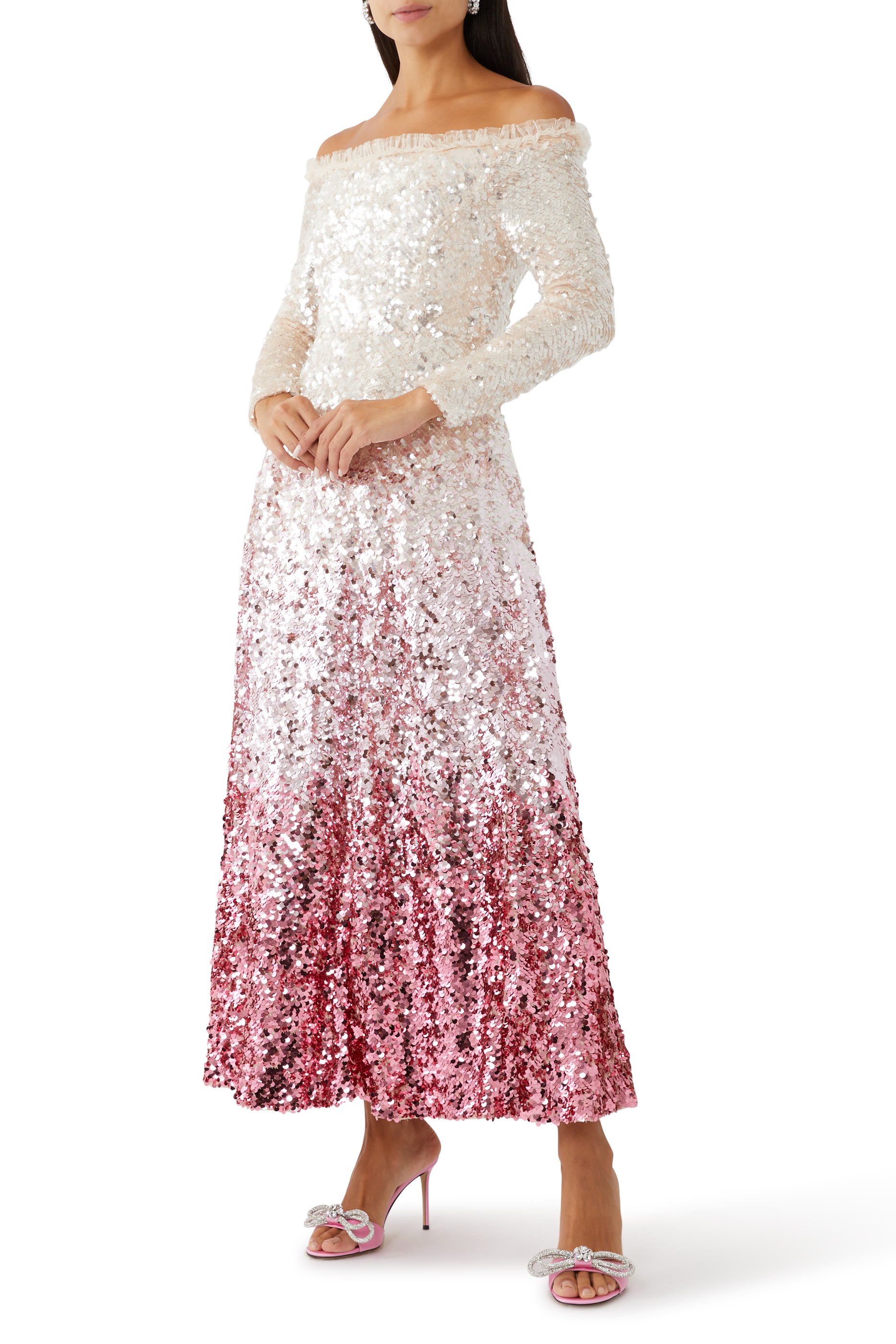 فستان سهرة هالي بطول الكاحل ولون متدرج