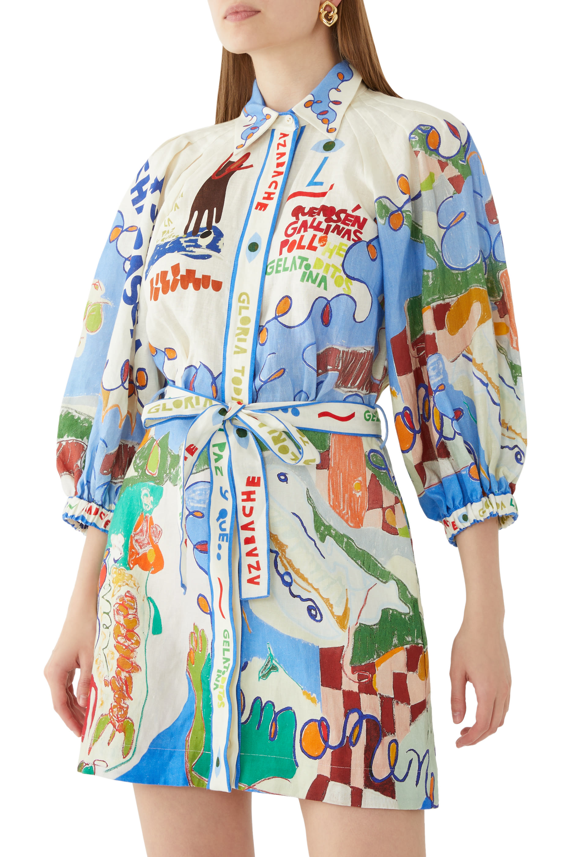 فستان نادية قصير بتصميم قميص