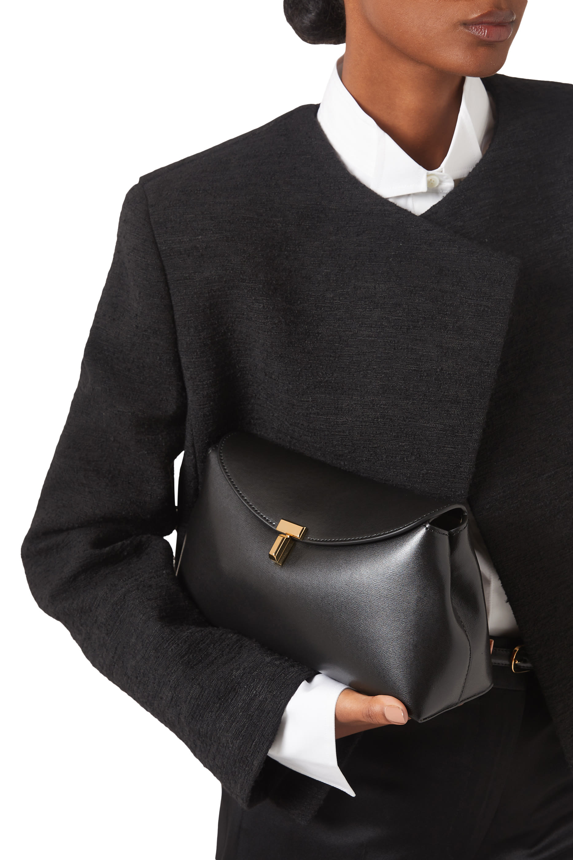 T-Lock Leather Clutch Bag