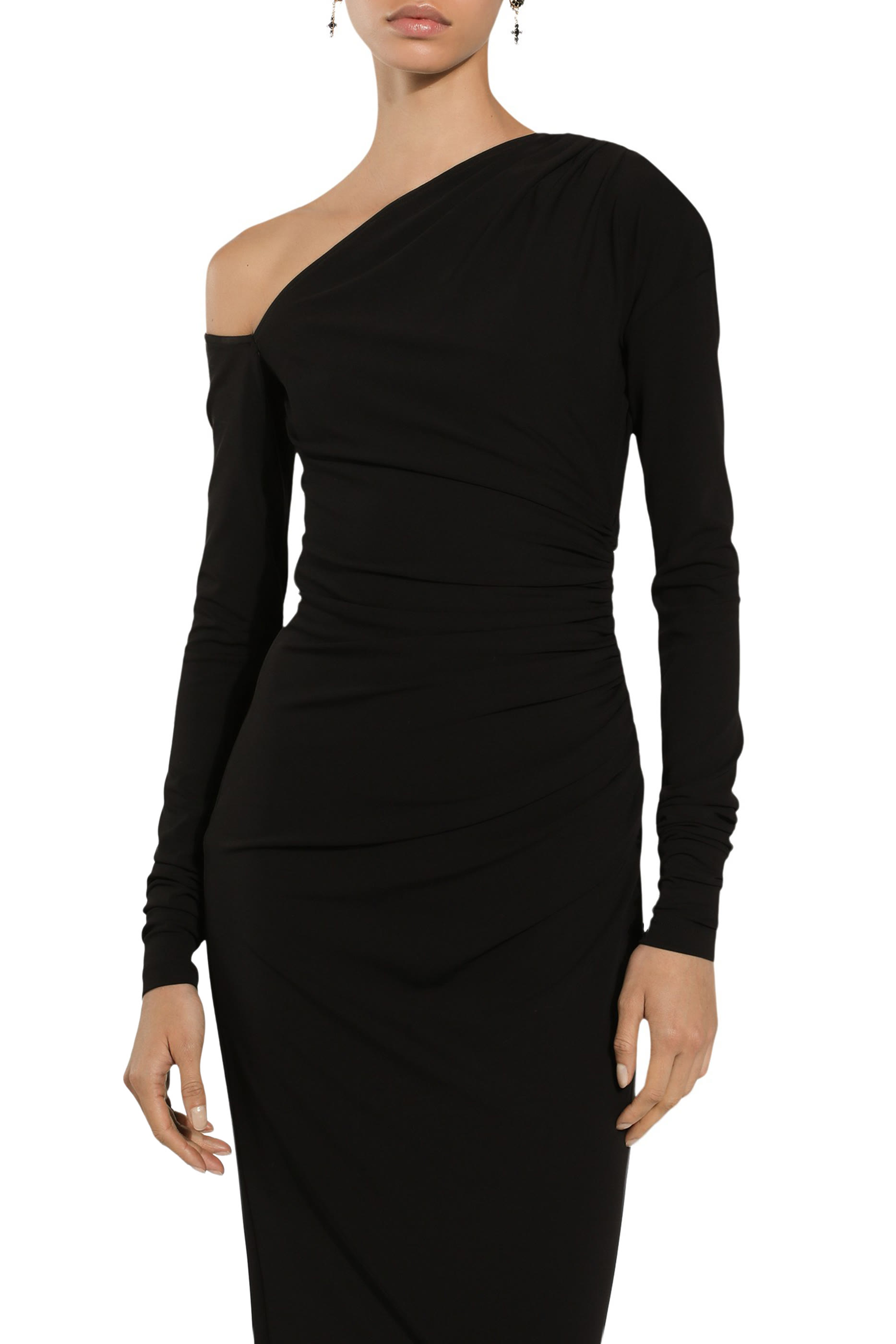 فستان متوسط الطول بكتف واحد