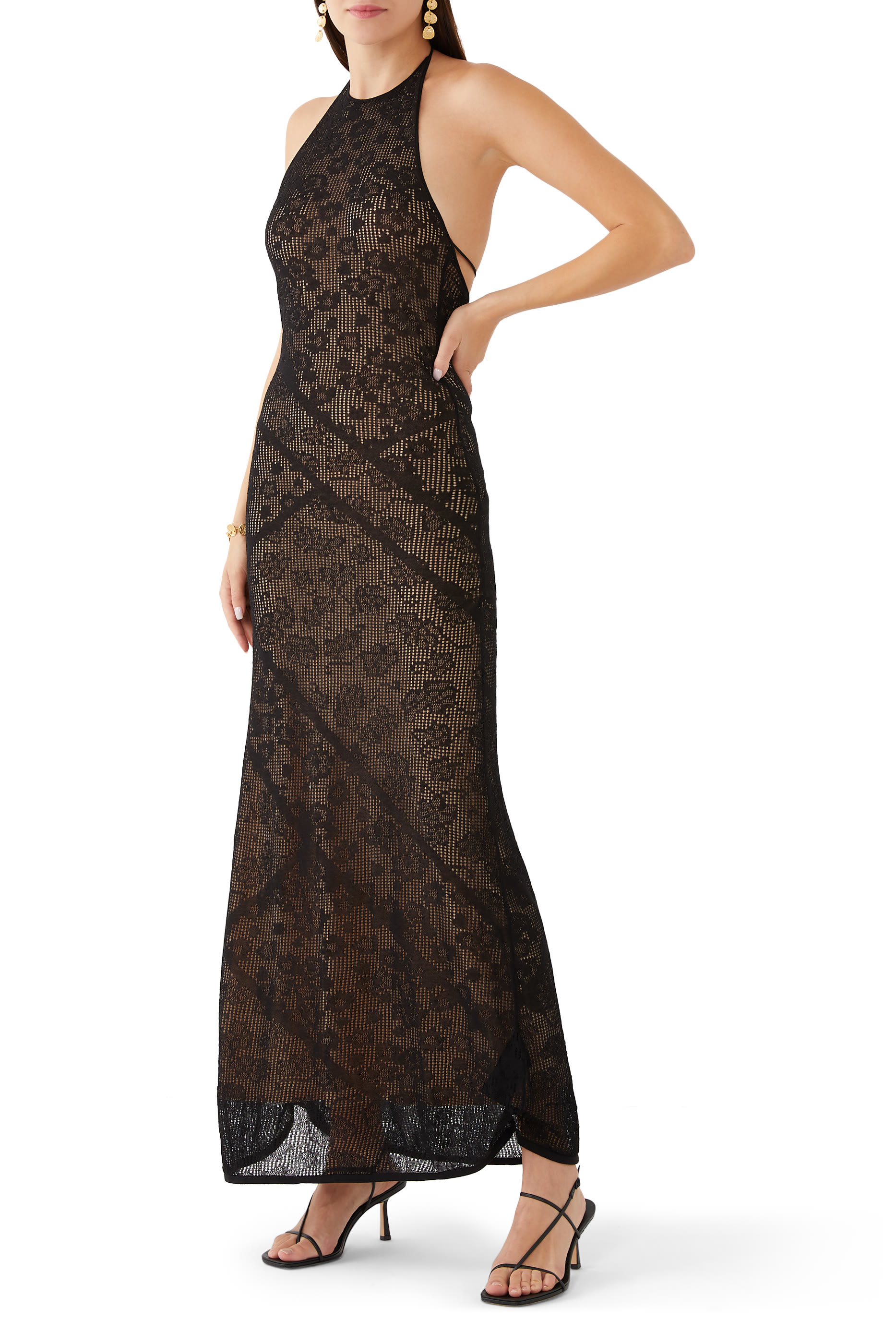 صندل بكعب 70مم مع تصميم متقاطع من الأمام