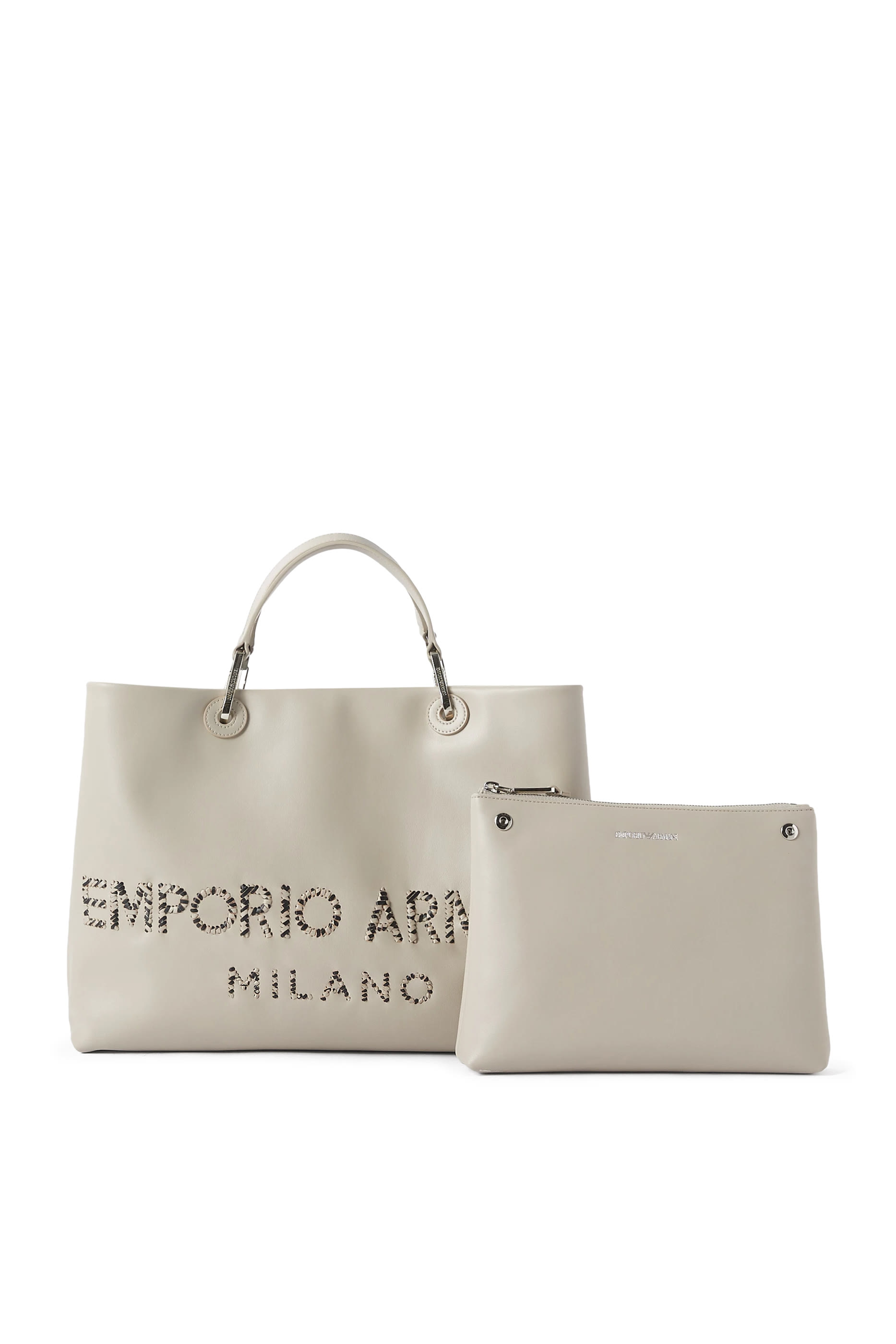 حقيبة يد بشعار الماركة جلد