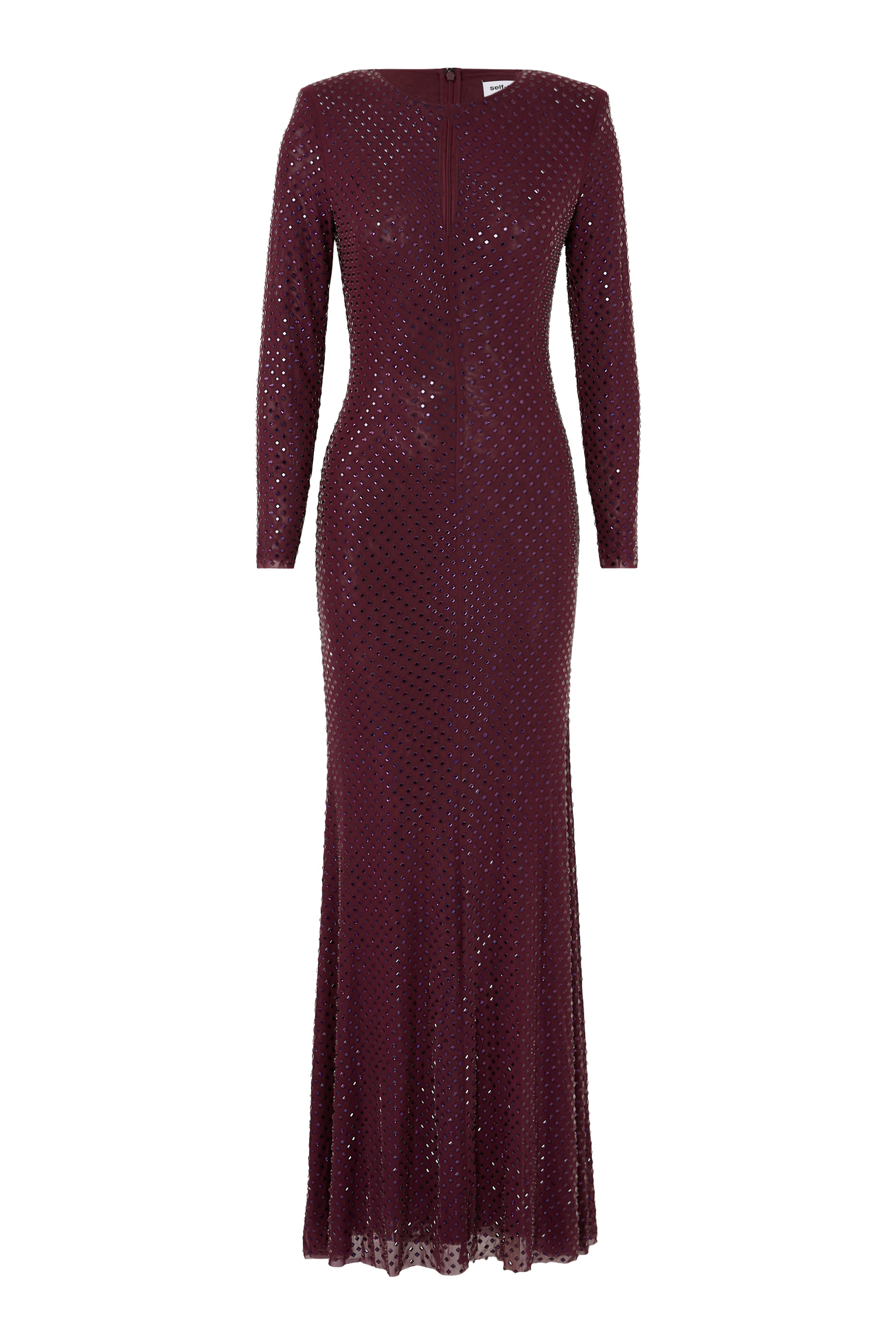 فستان طويل بفتحة وأحجار الراين