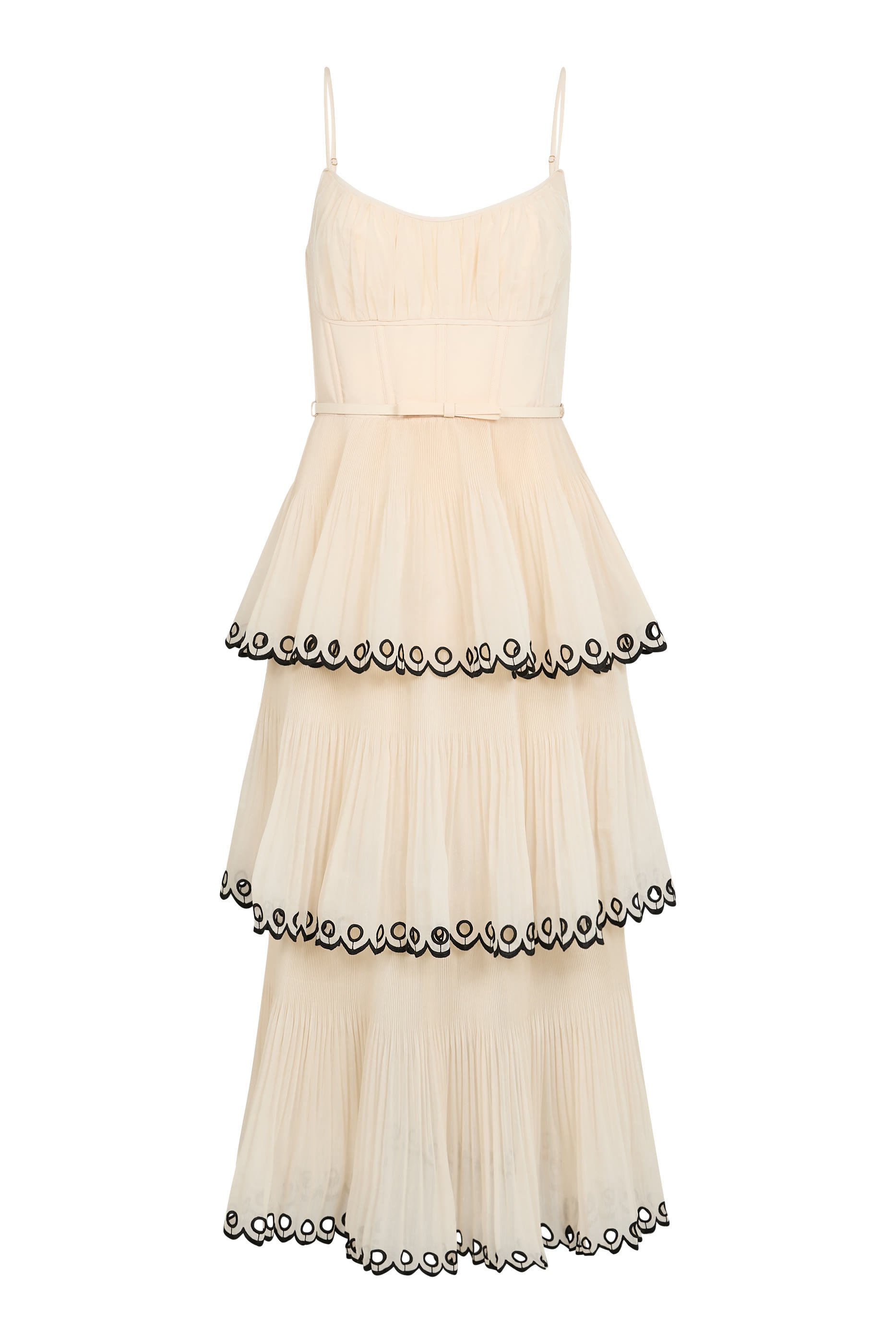 Embroidered Tiered Midi Dress