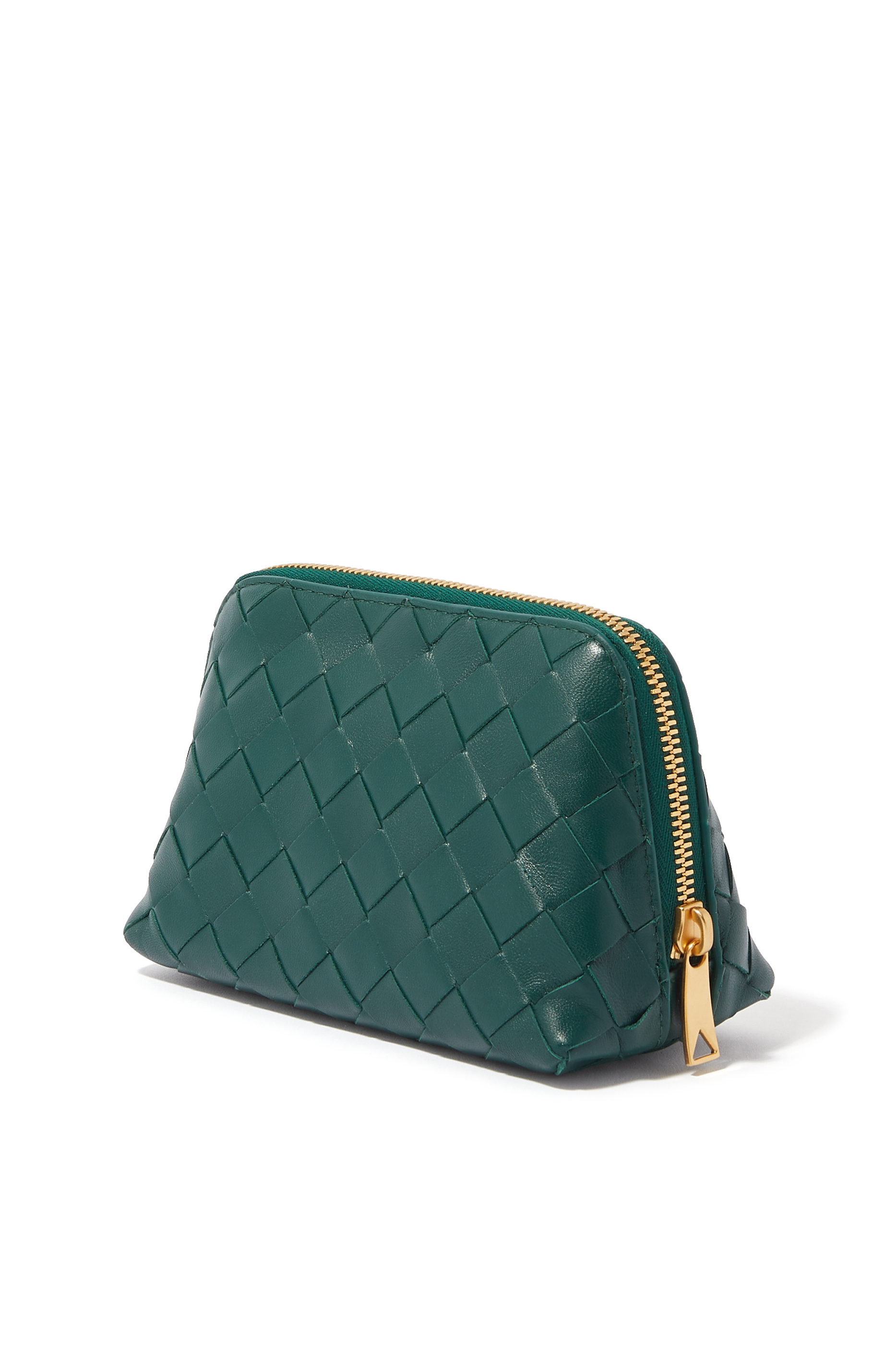 حقيبة مستحضرات التجميل صغيرة بتصميم نصف دائري مجدول