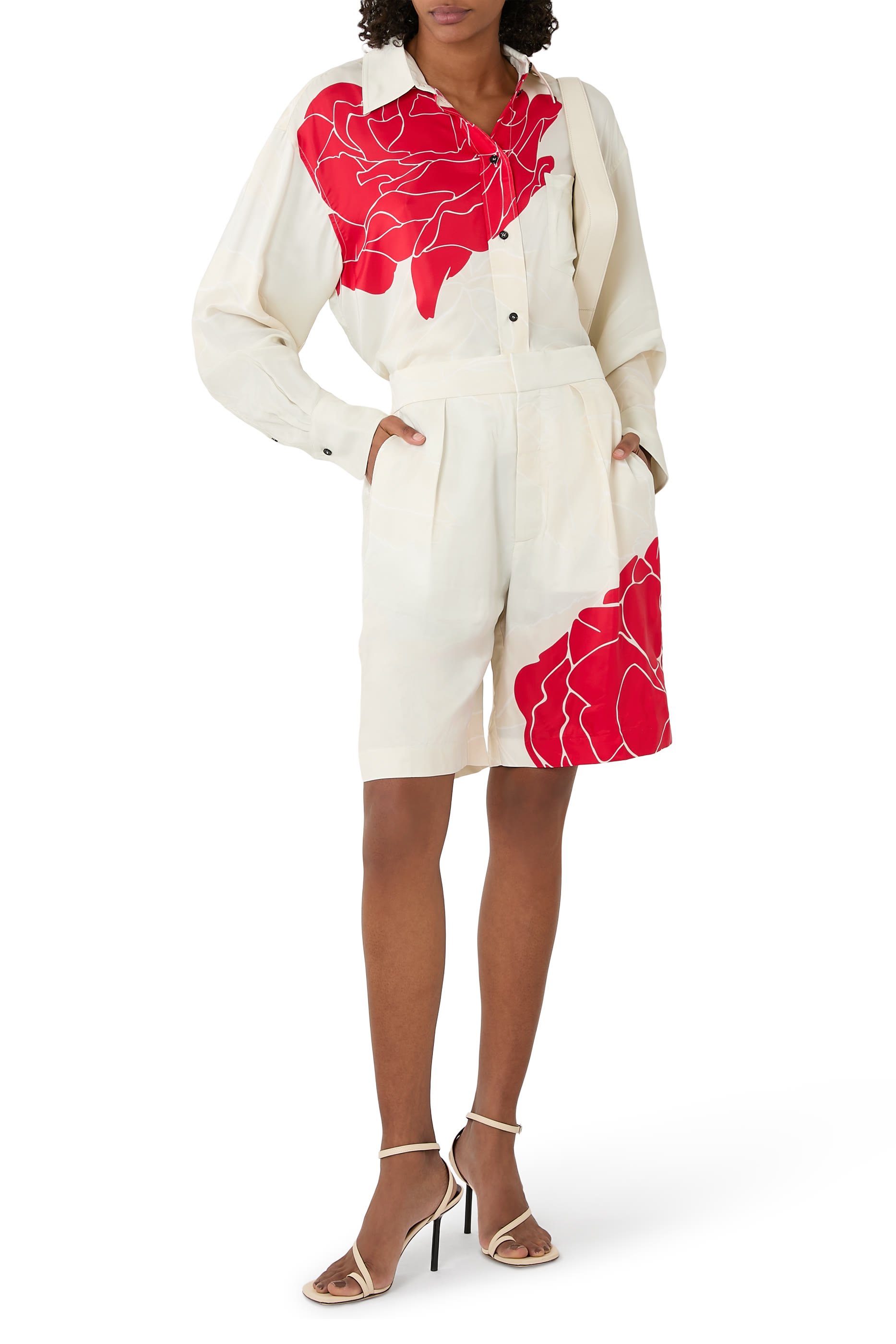 Shell Floral Print Tailored Shorts