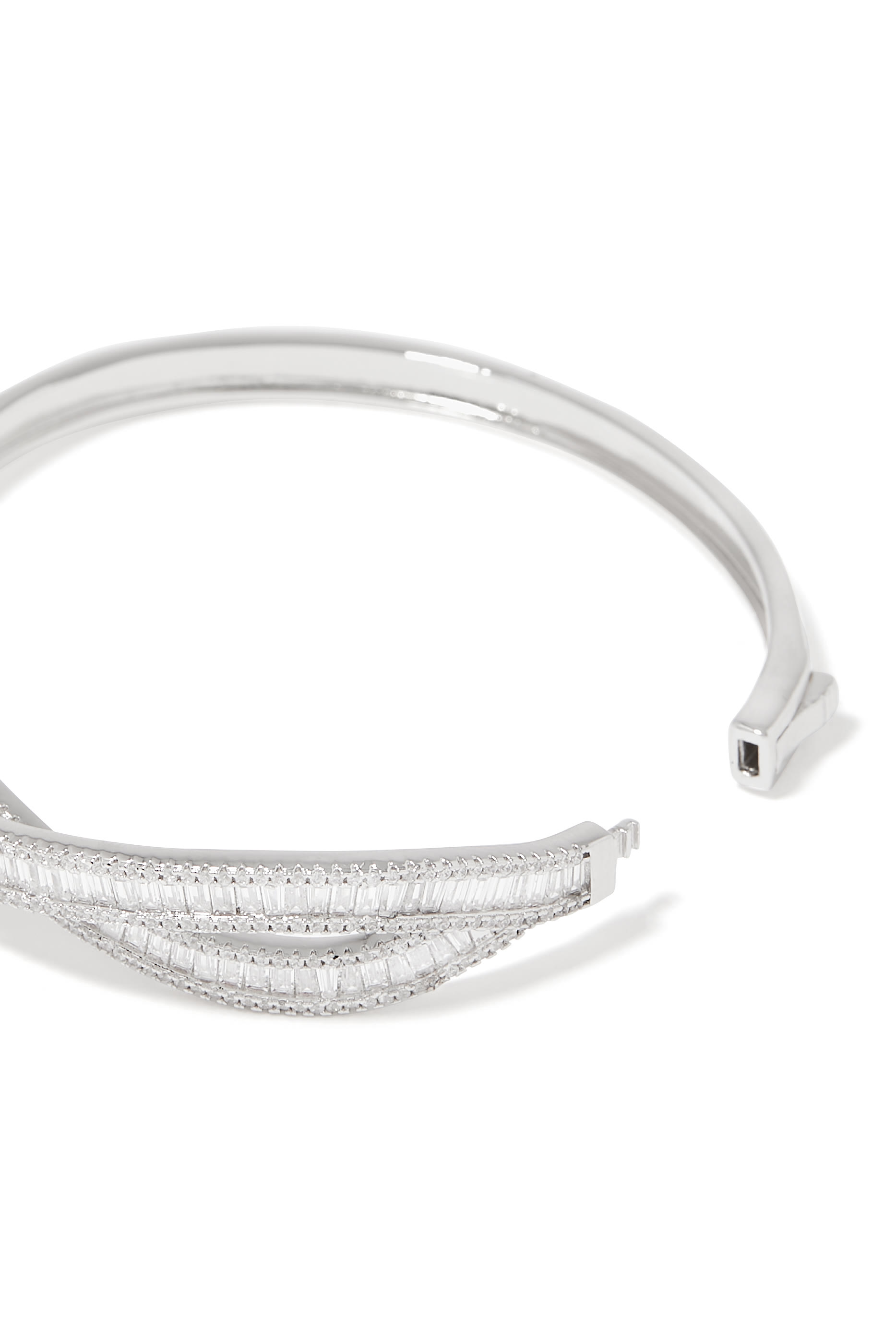 سوار بطبقة مزدوجة مرصع بأحجار زركونيا، نحاس مطلي بالروديوم