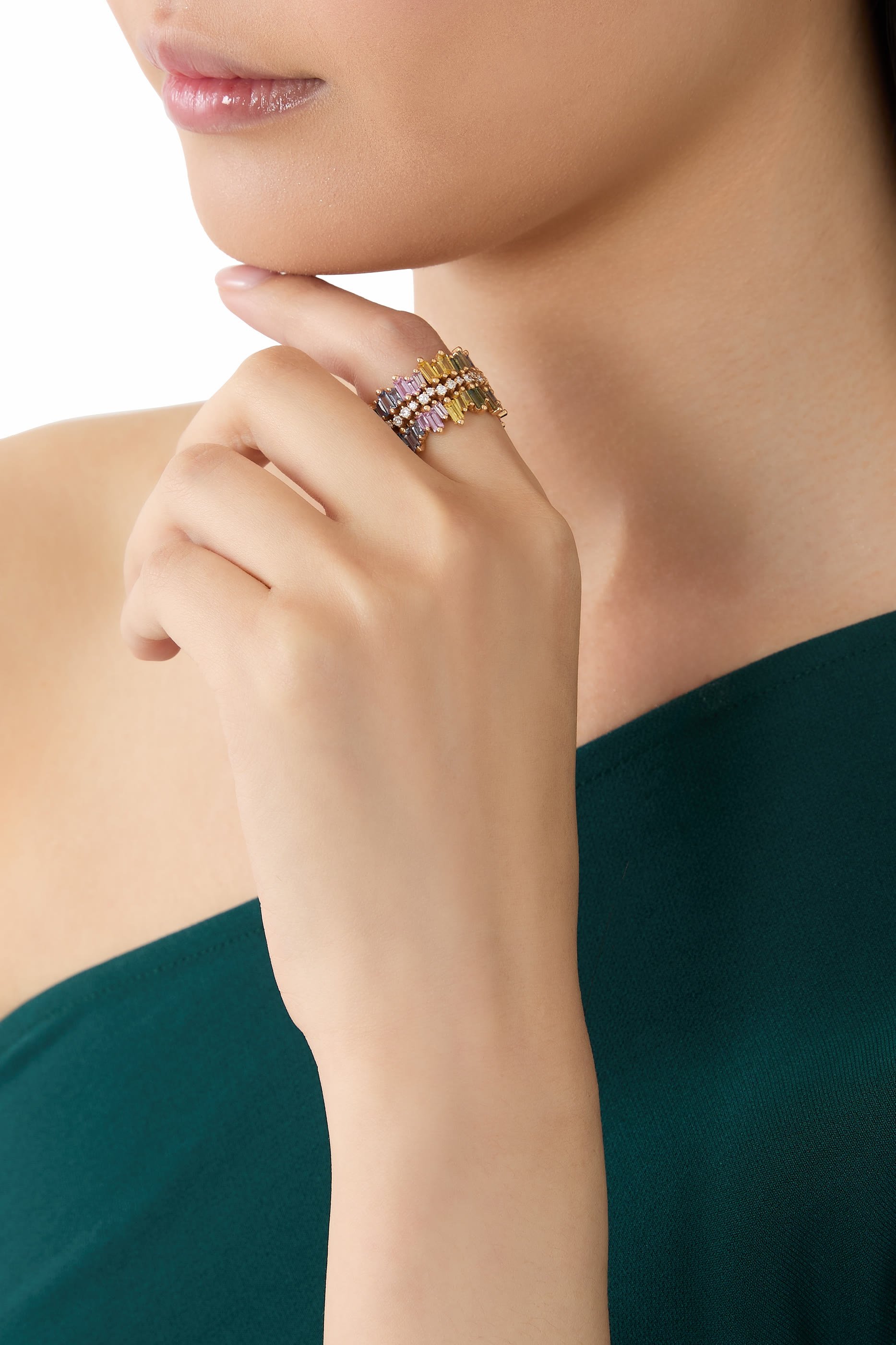 خاتم ألايا ايترنيتي مرصع بالياقوت والماس، ذهب وردي عيار 18