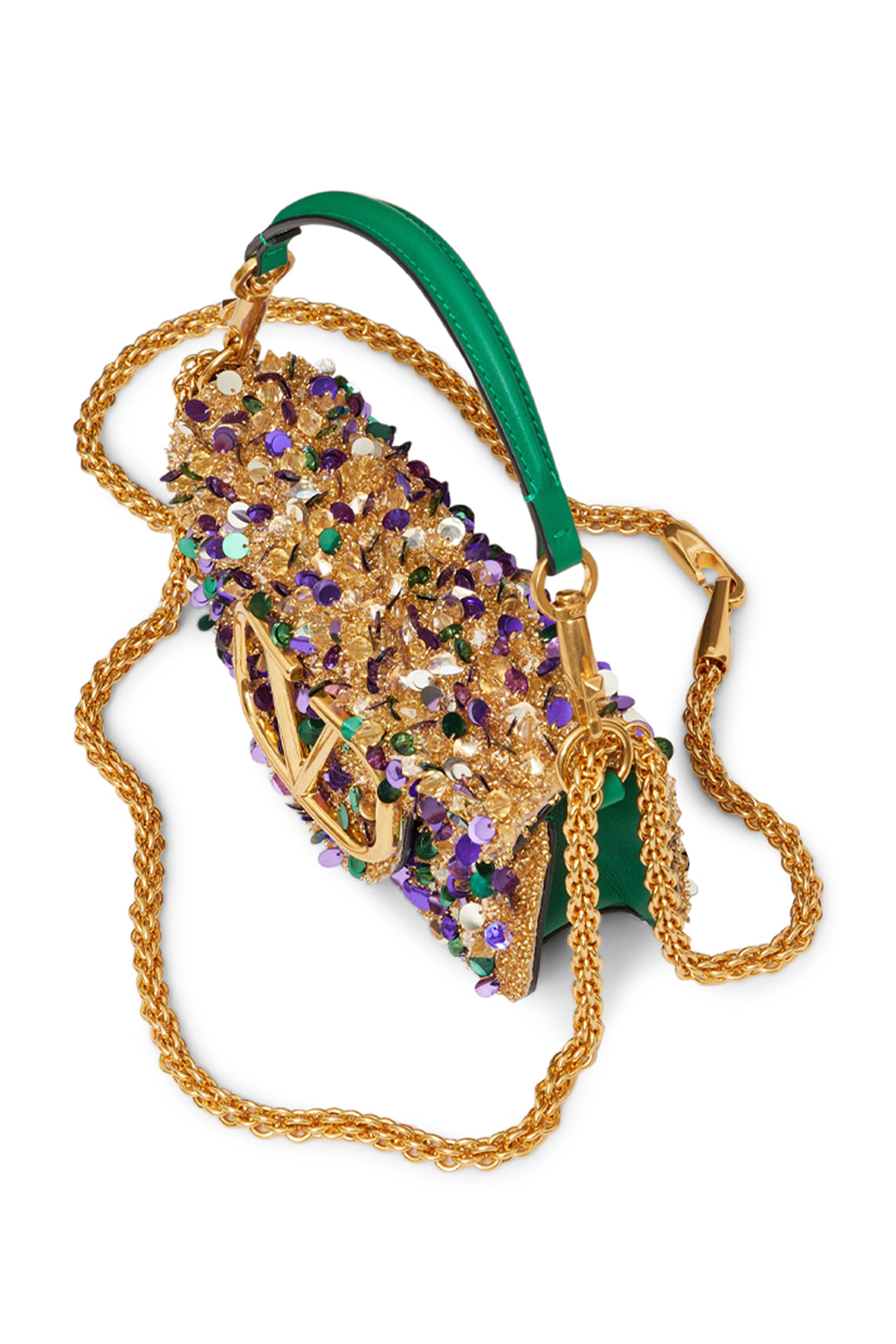 حقيبة كتف فالنتينو غرافاني لوكو صغيرة بتطريز ثلاثي الابعاد