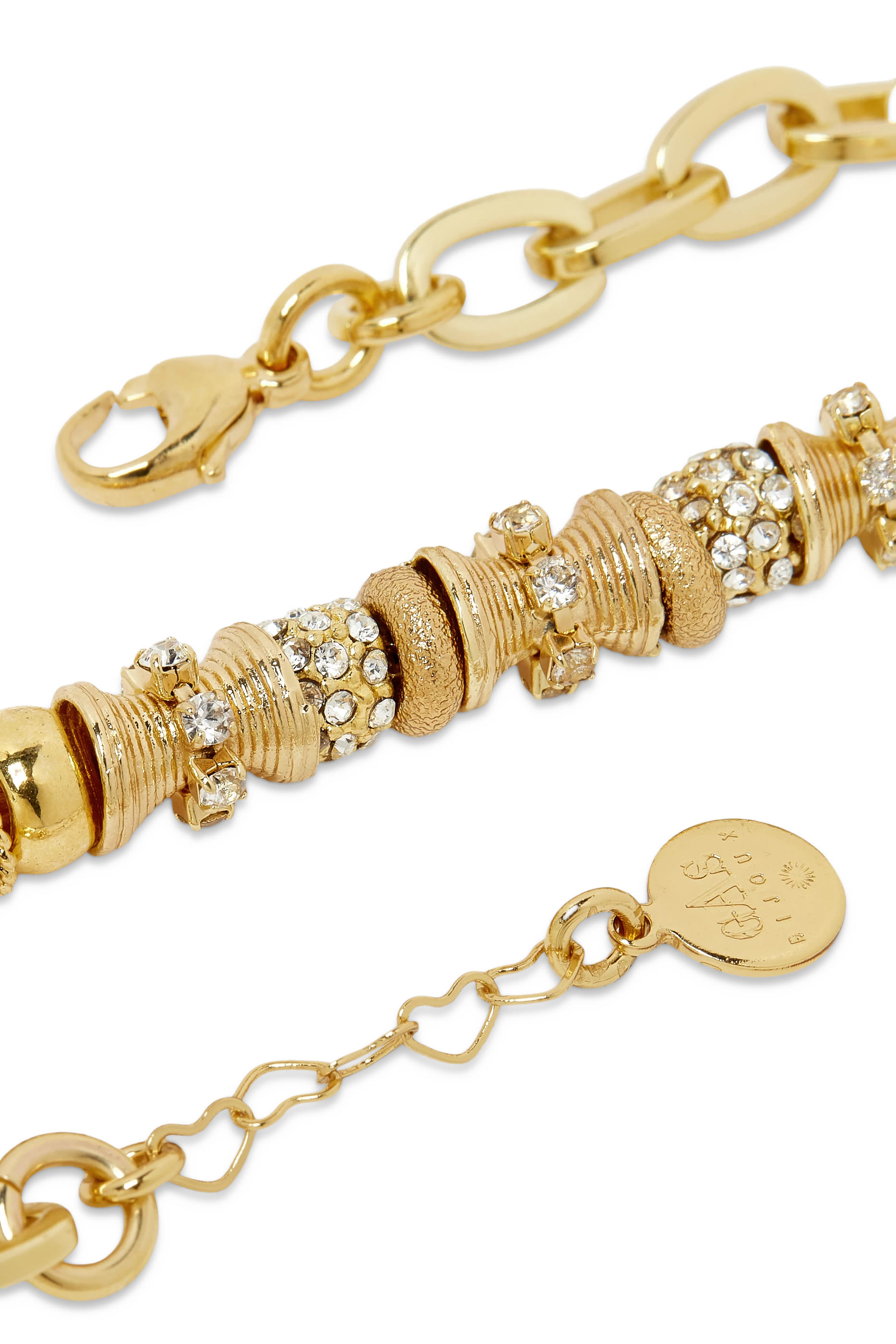 سوار سلسلة مرصع بكريستال ماركيز  معدن مطلي بالذهب