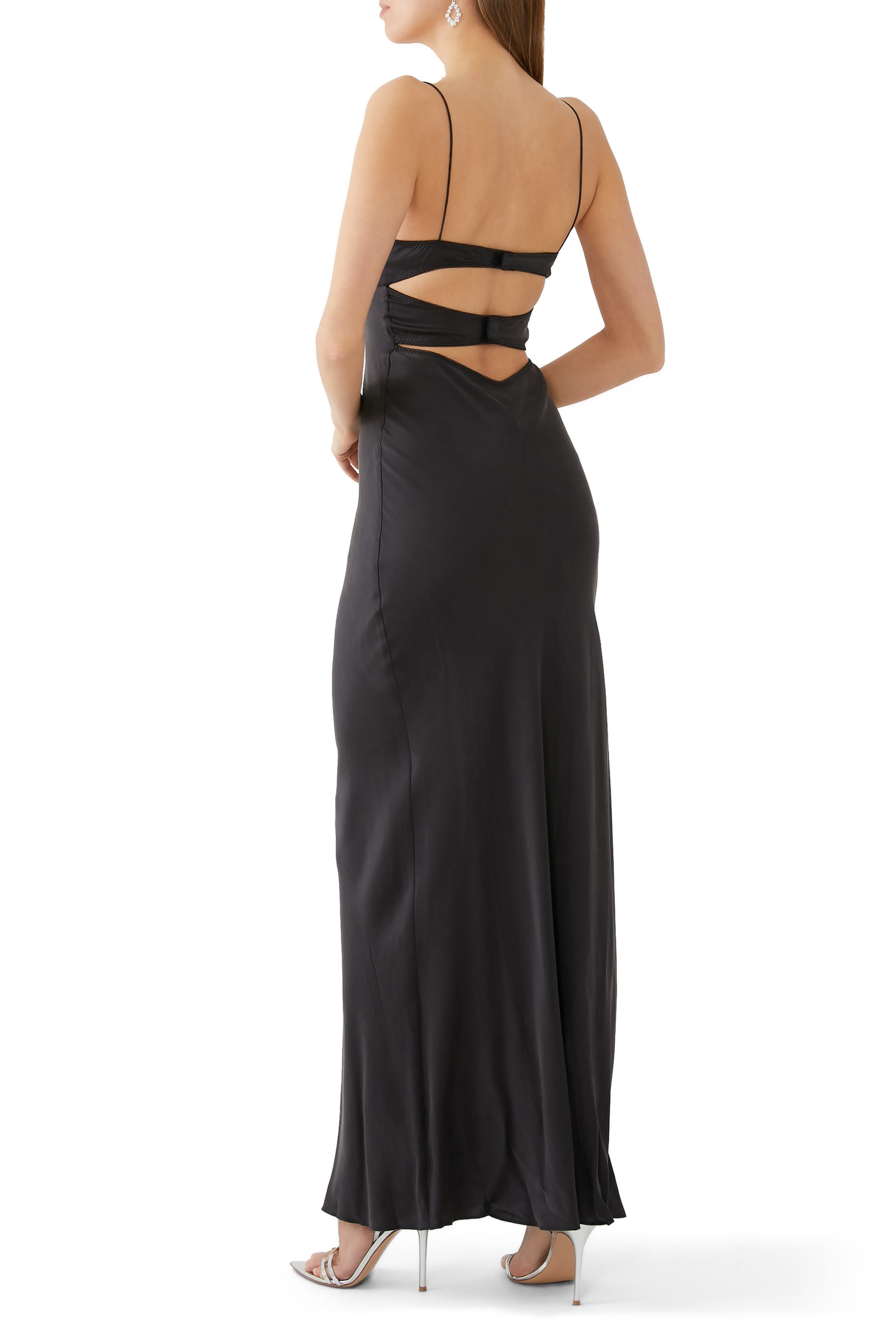 فستان سهل الإرتداء بحمالة صدر وقصة مائلة حرير