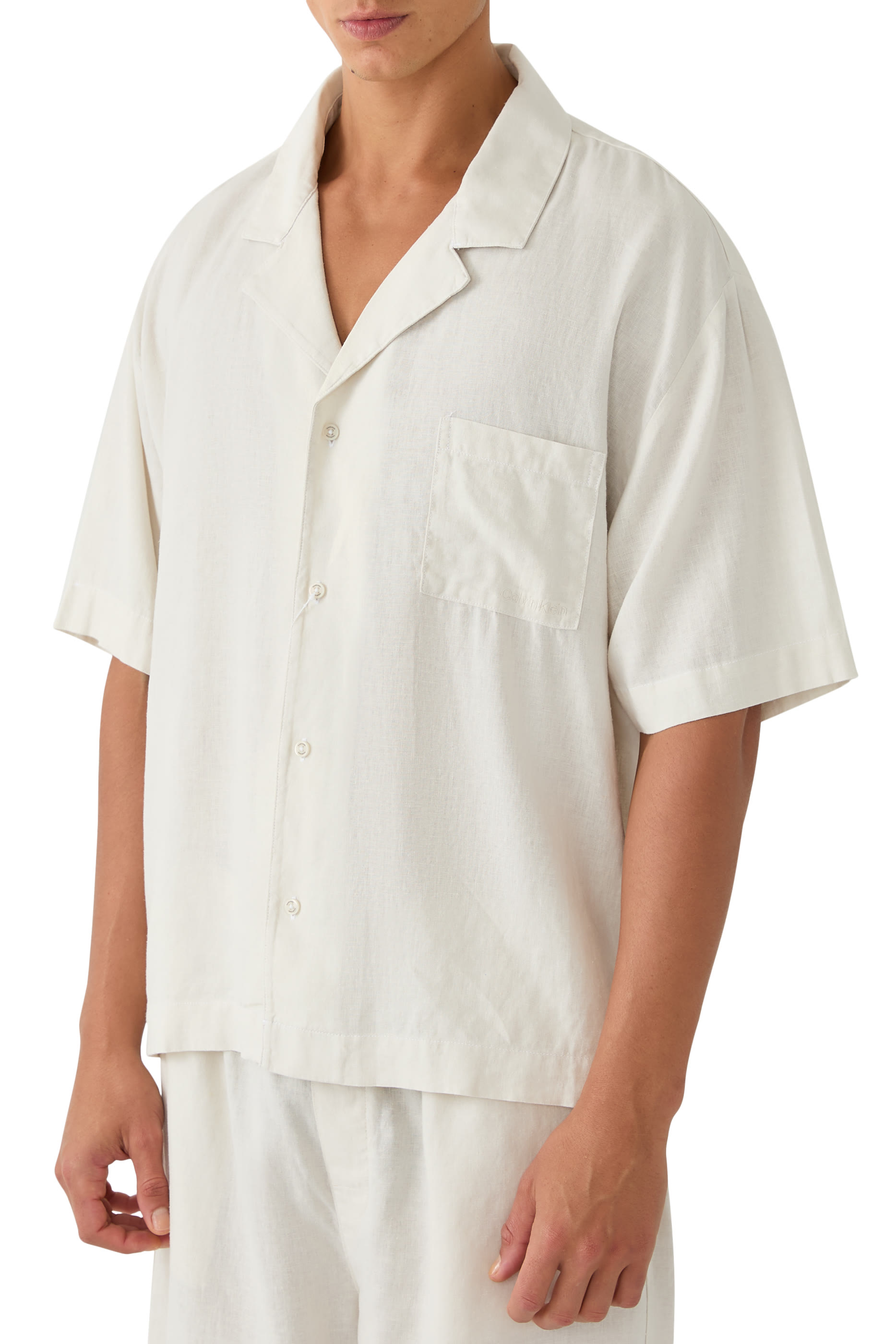 قميص بيجاما مزيج كتان