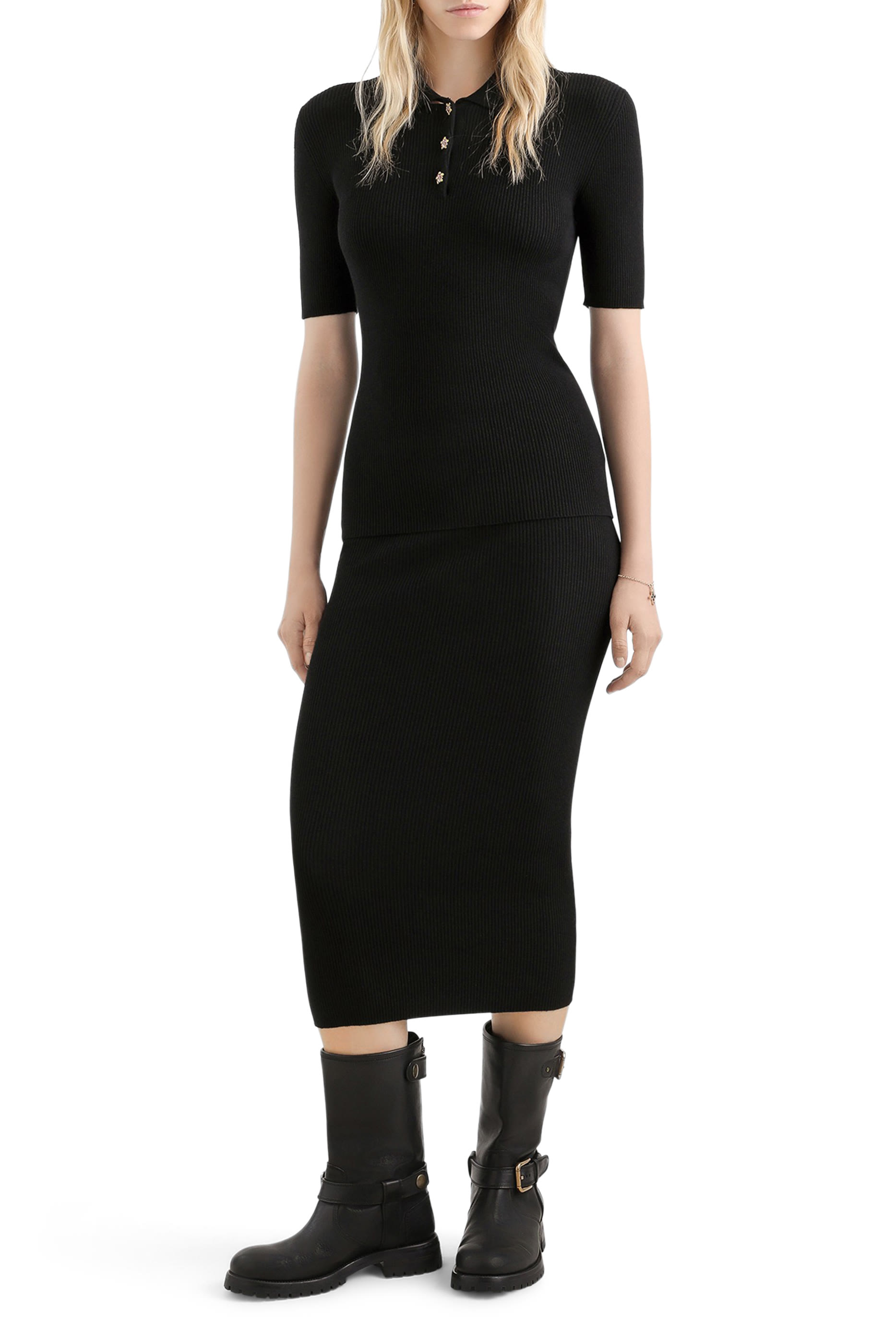 كنزة بولو قماش مضلع